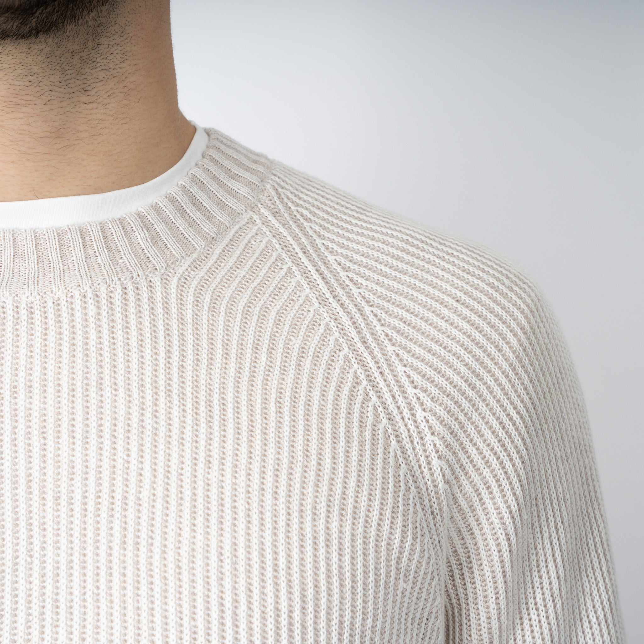 Gran Sasso Gebreide Trui Ronde Hals Beige | Lino - Cotone