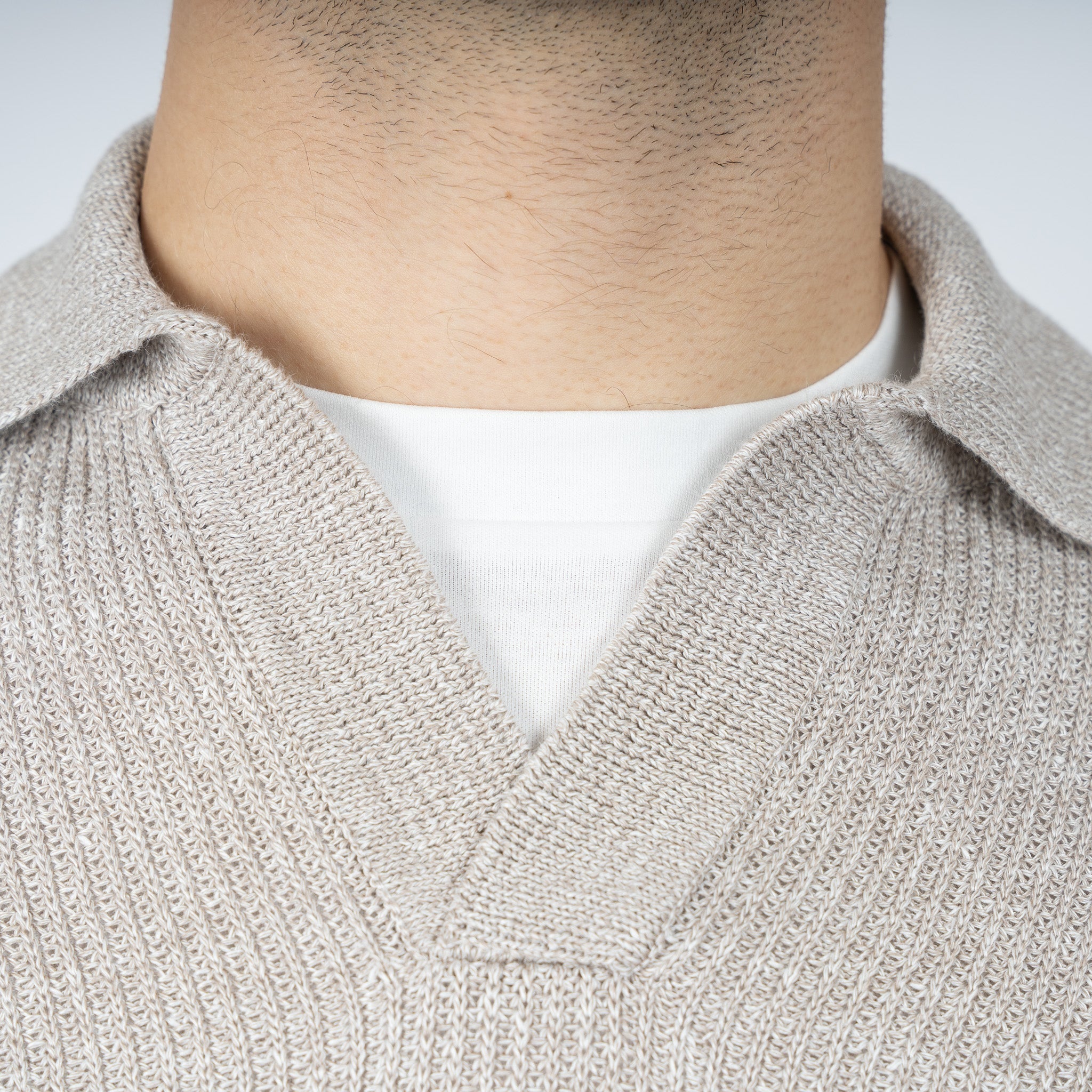 Gran Sasso Gebreide Trui Buttonless Polokraag Beige | Lino-Cotone