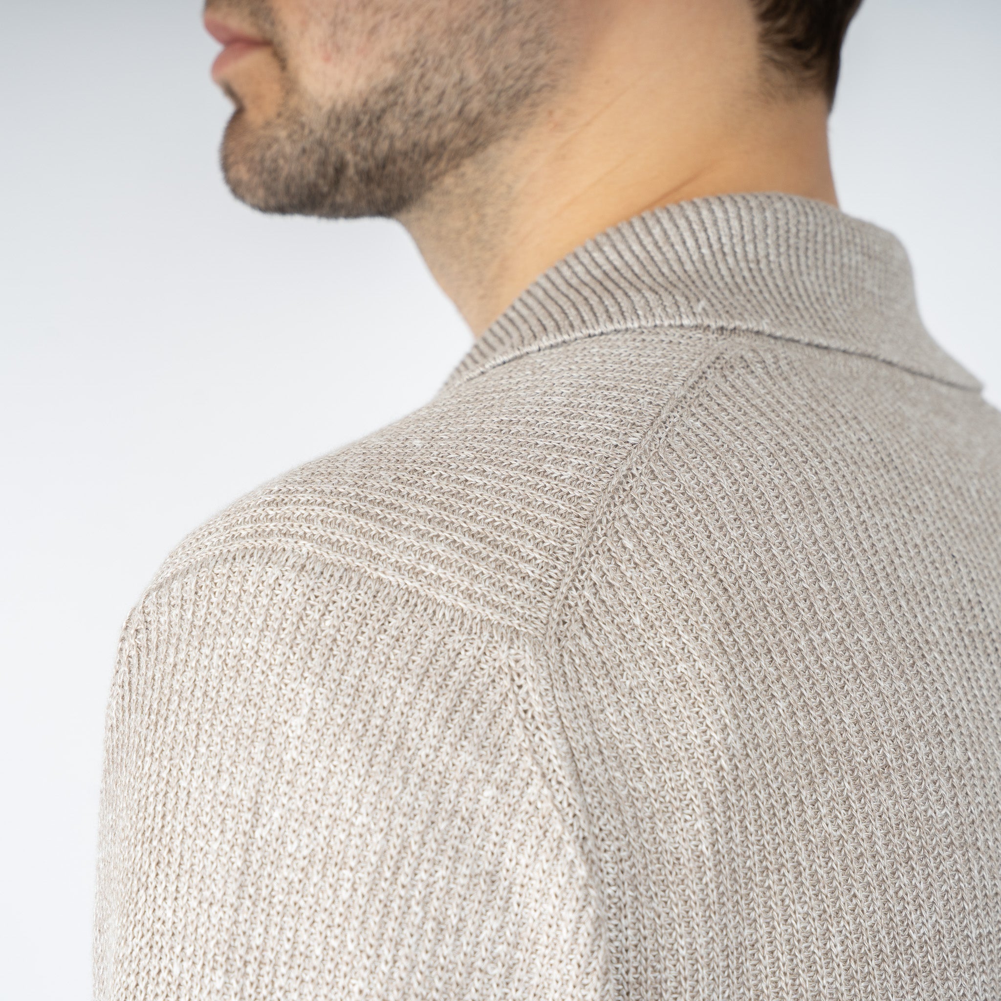 Gran Sasso Gebreide Trui Buttonless Polokraag Beige | Lino-Cotone