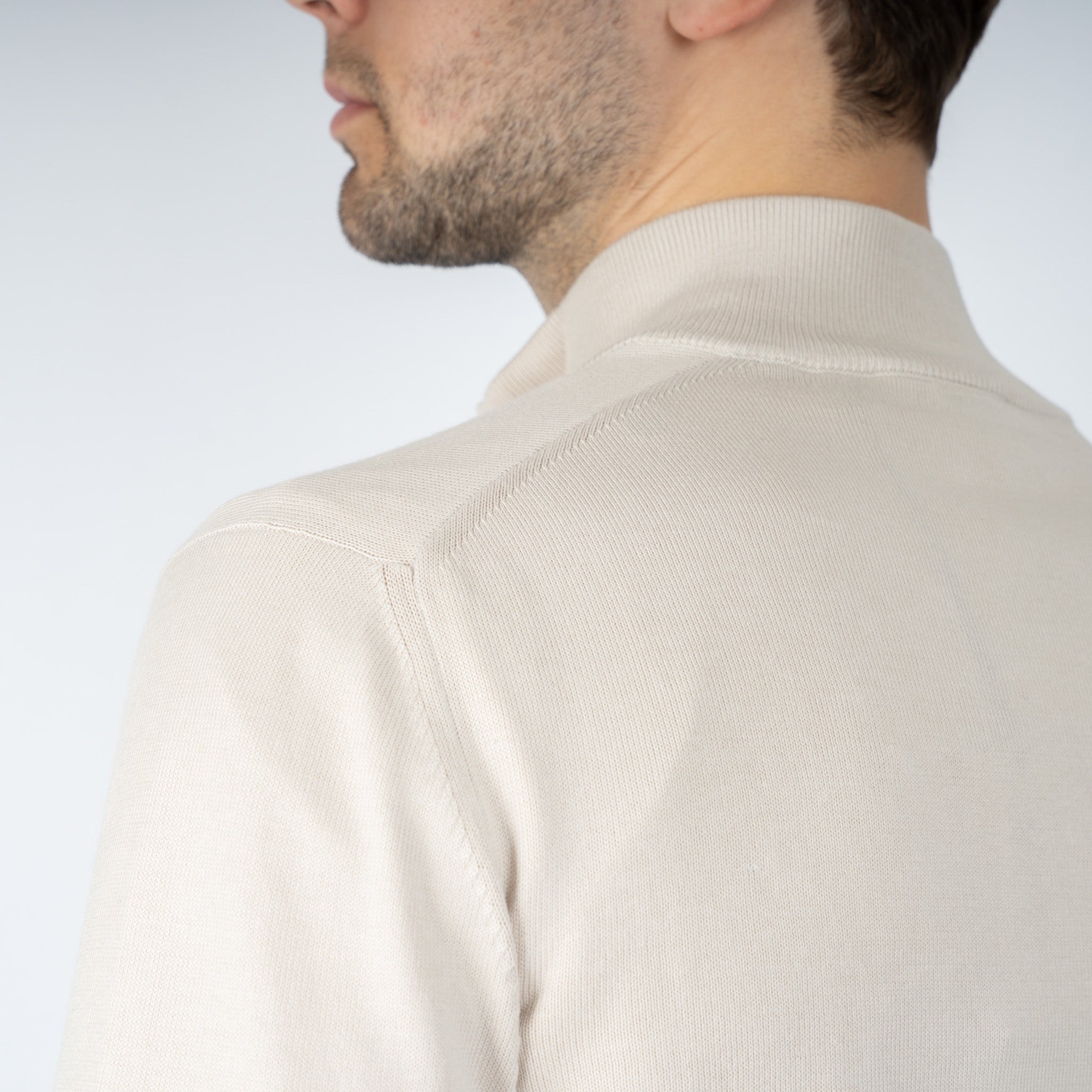 Gran Sasso Gebreide Trui met Rits Beige | Egyptian Cotton