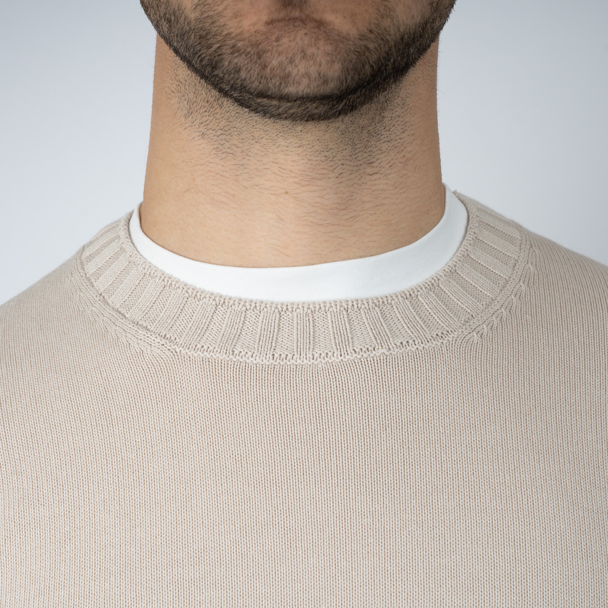 Gran Sasso Gebreide Trui Ronde Hals Beige | Egyptian Cotton