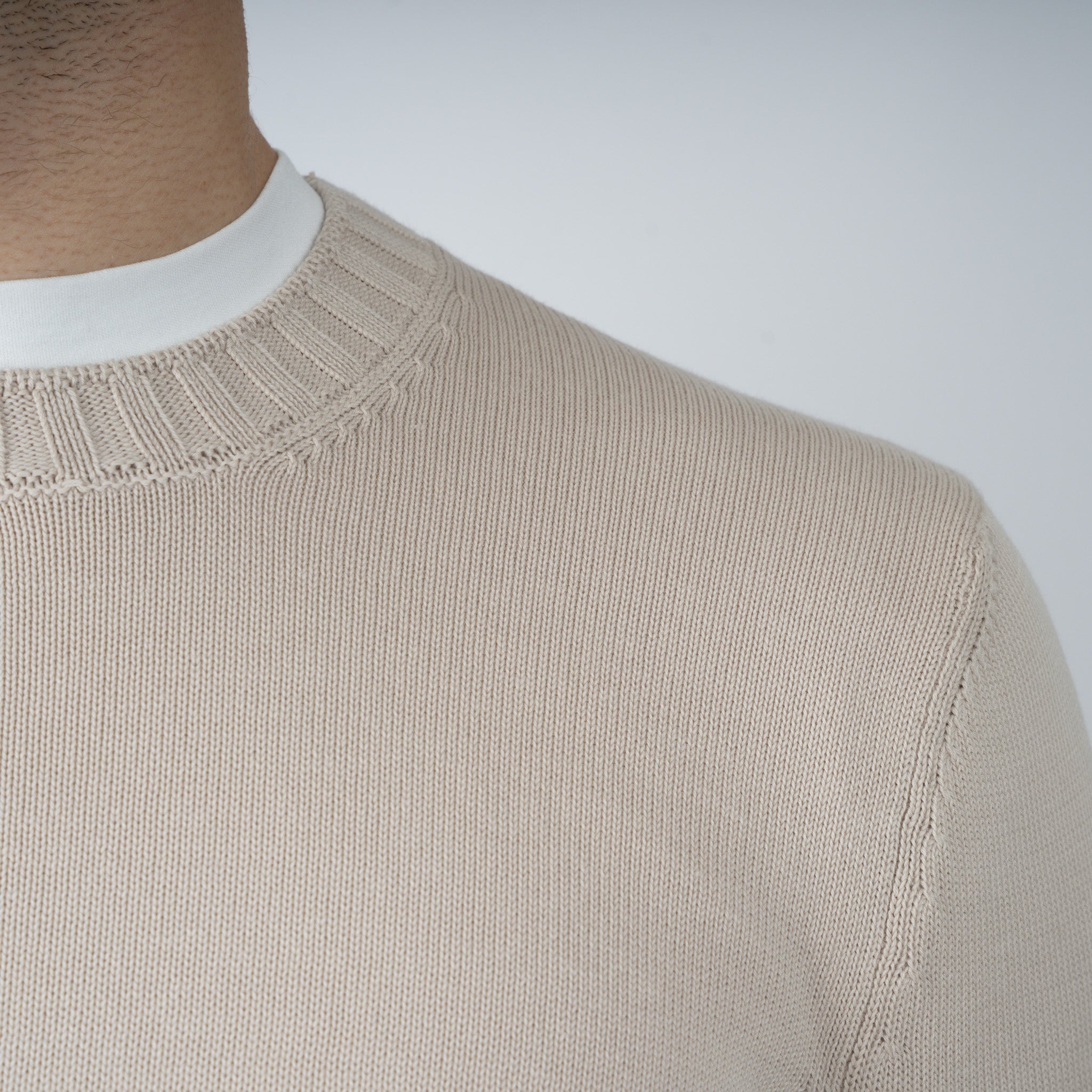 Gran Sasso Gebreide Trui Ronde Hals Beige | Egyptian Cotton