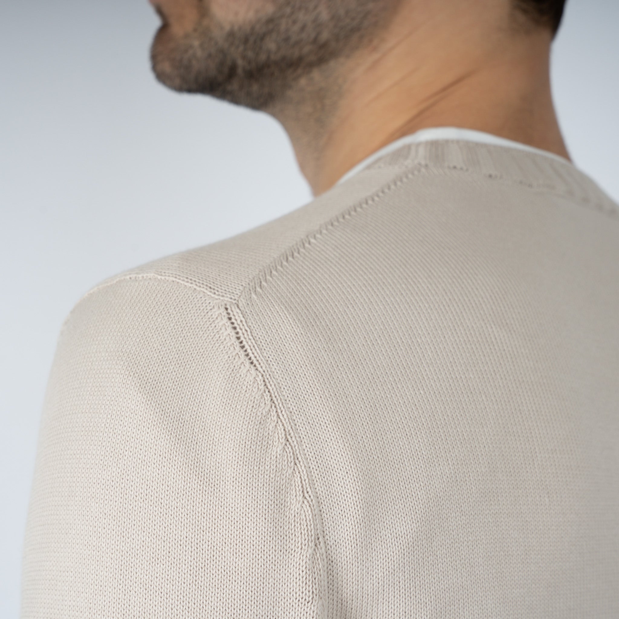 Gran Sasso Gebreide Trui Ronde Hals Beige | Egyptian Cotton