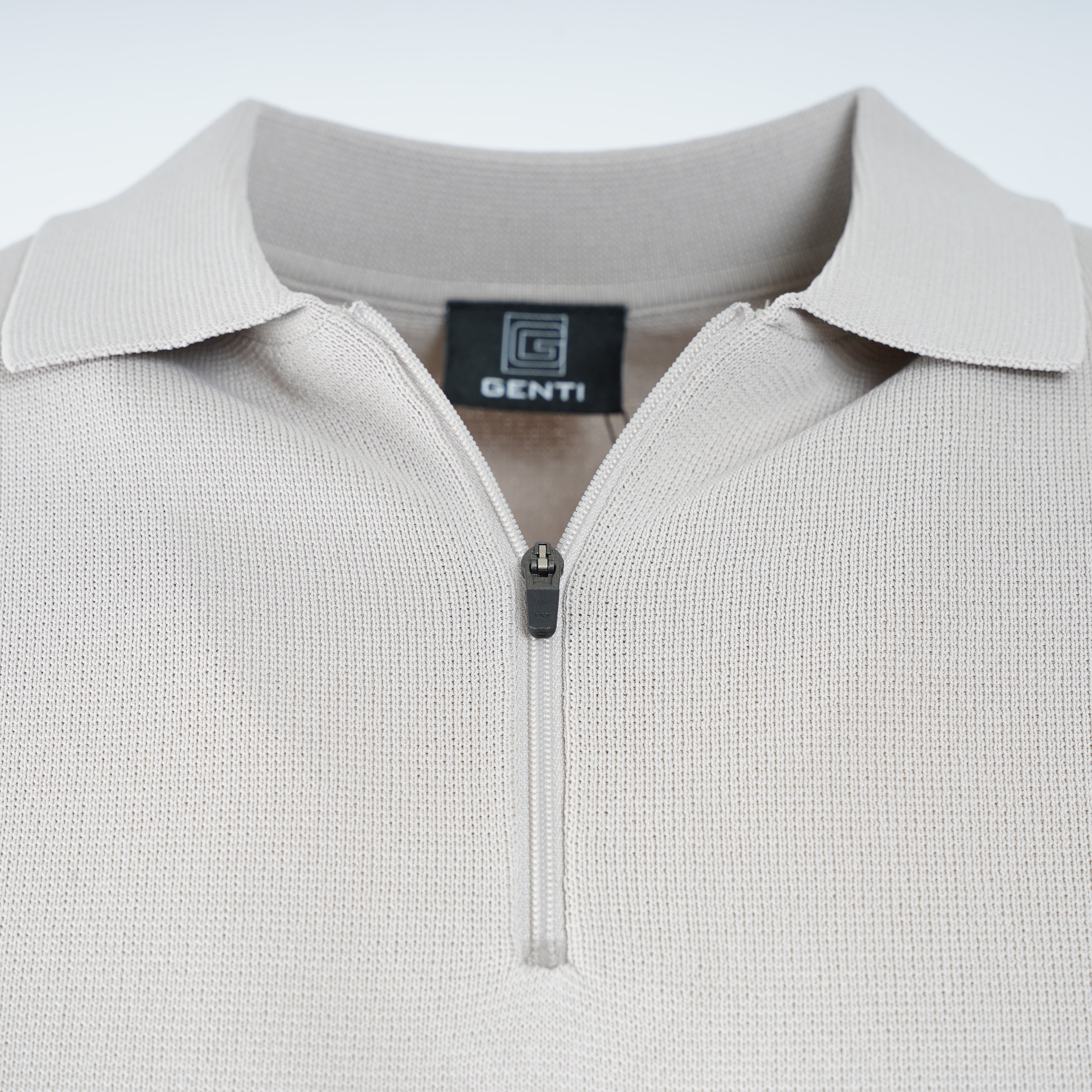 Genti Gebreide Polotrui met Rits Beige | Cool Dry