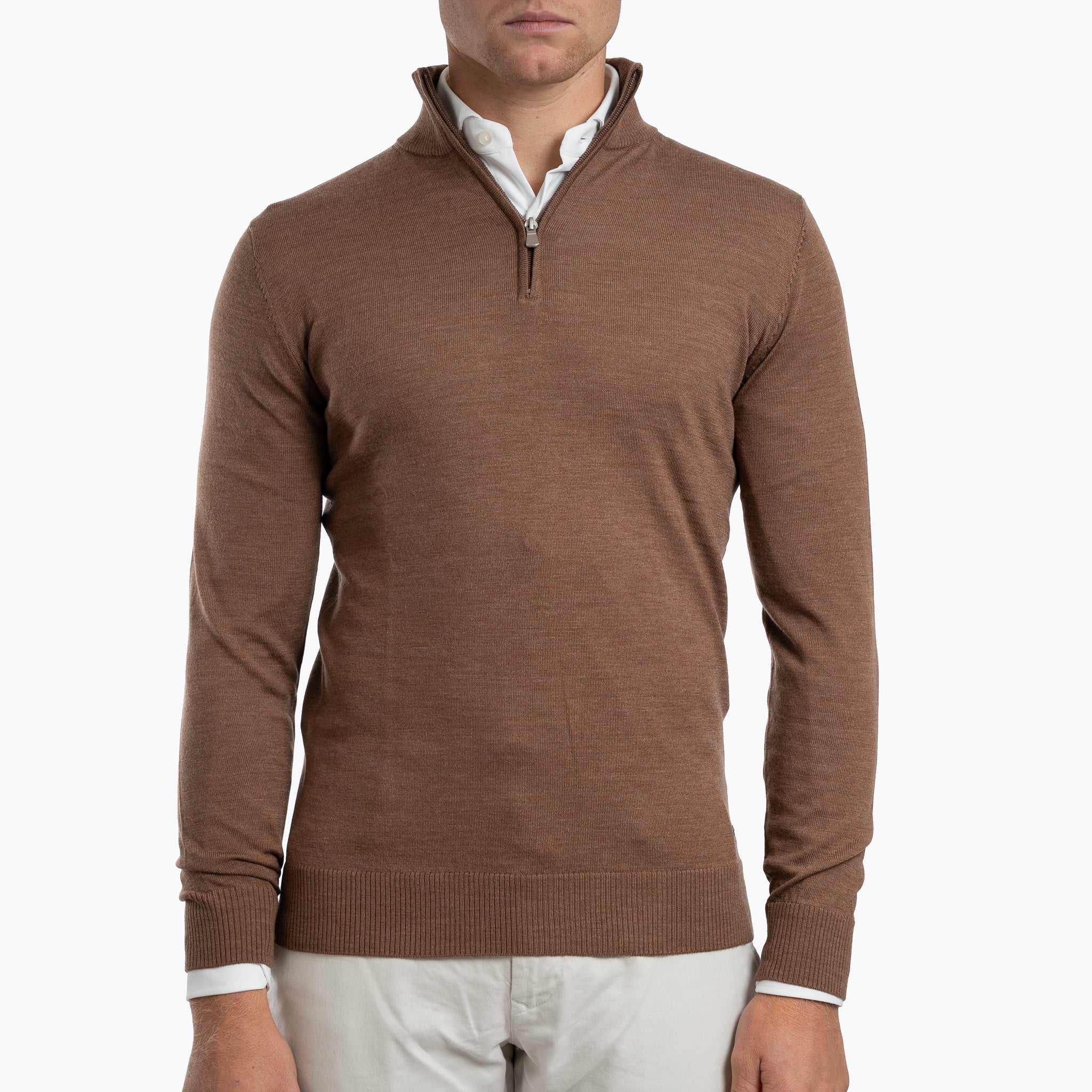 SEVEN DIALS Gebreide Trui met Rits Camel | Saul