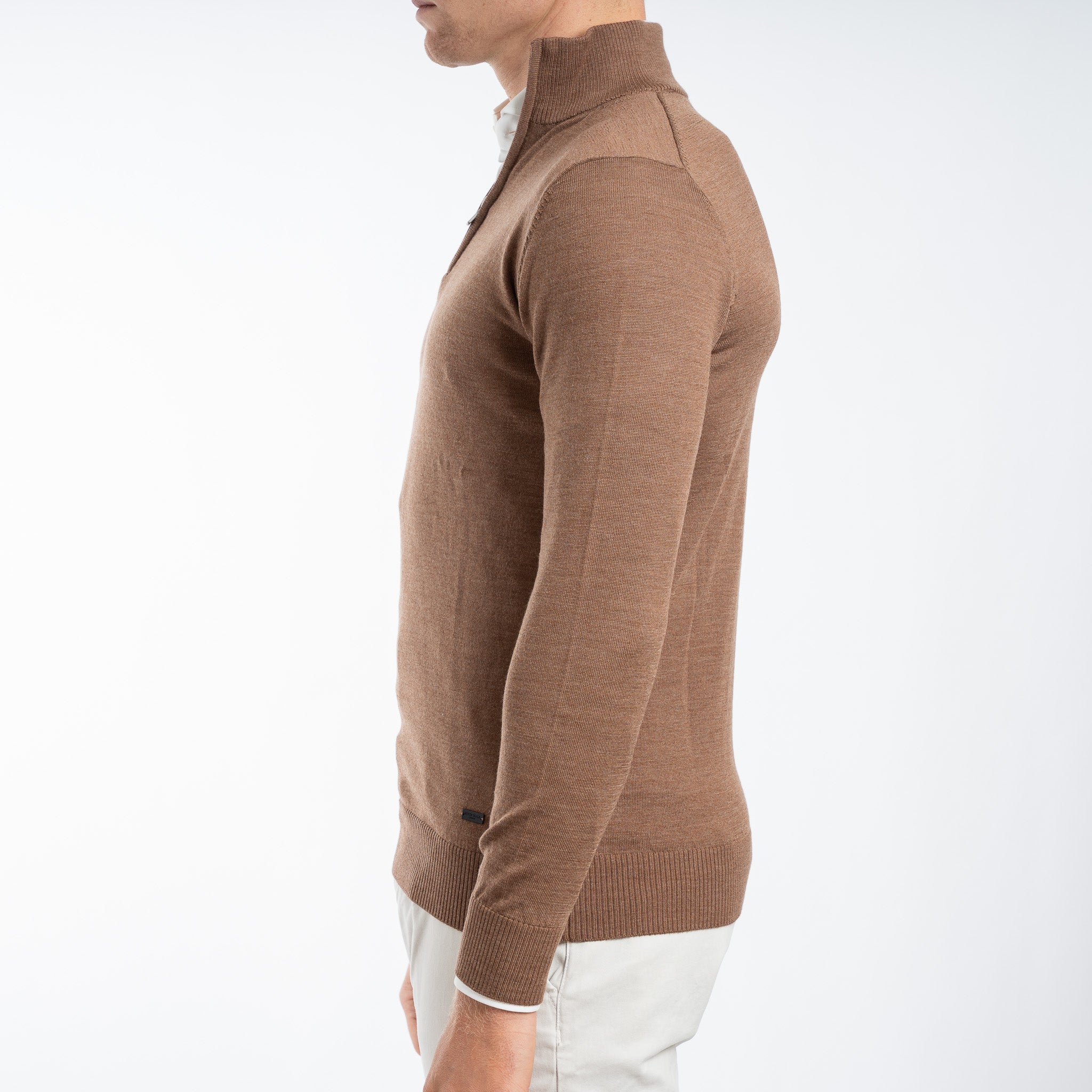 SEVEN DIALS Gebreide Trui met Rits Camel | Saul