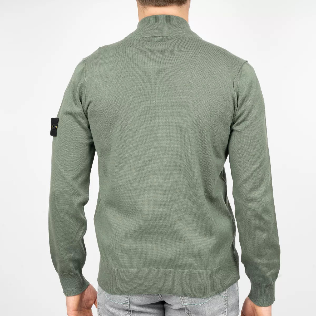 Stone Island Gebreide Trui met Rits Groen | Organic Cotton