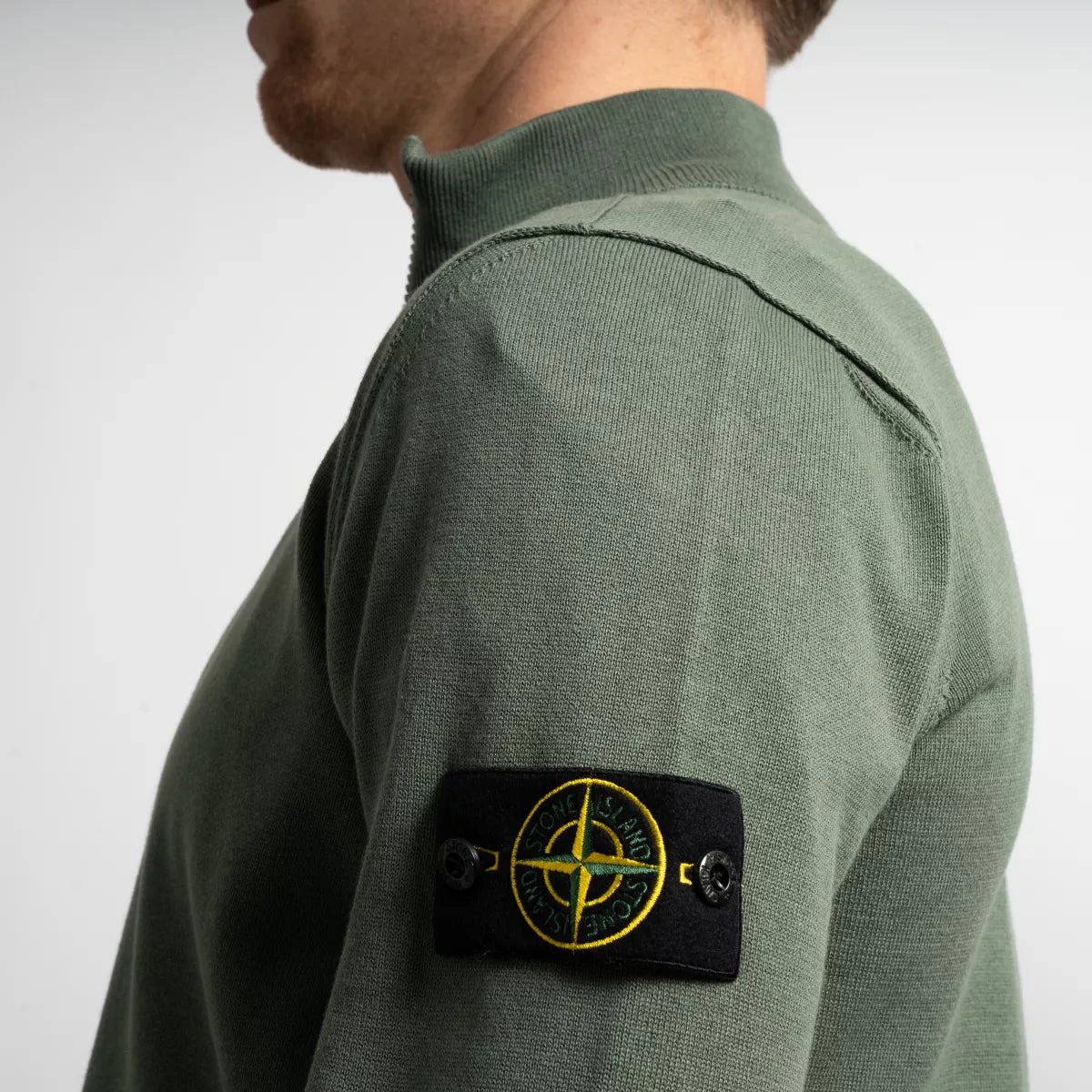 Stone Island Gebreide Trui met Rits Groen | Organic Cotton