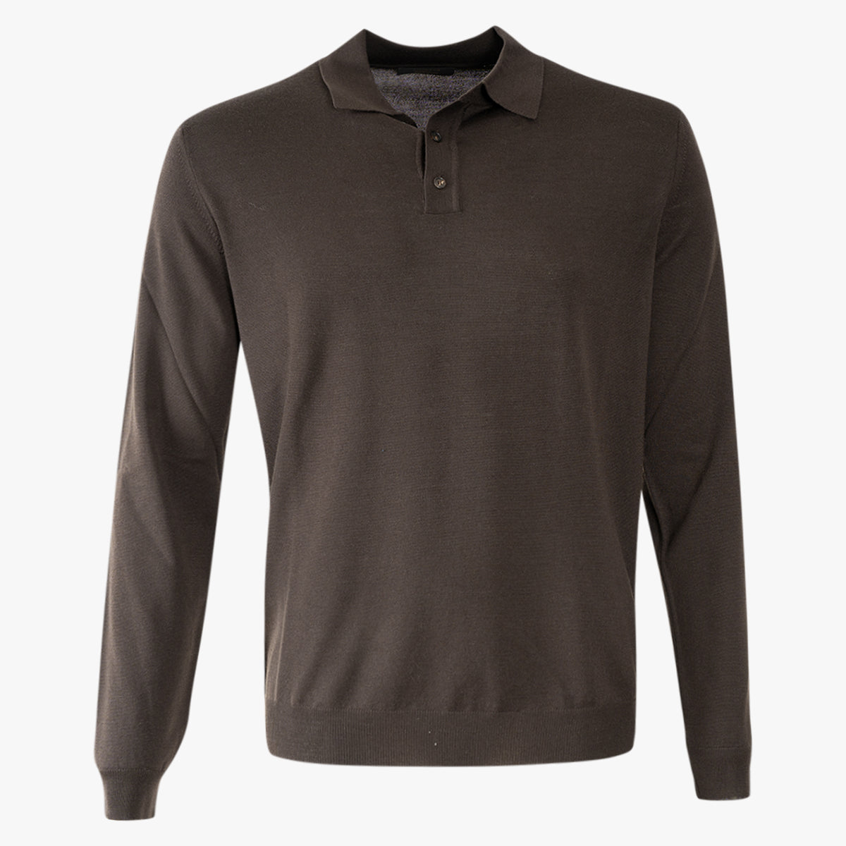 Zanone Gebreide Polo Lange Mouw Bruin | Flexwool