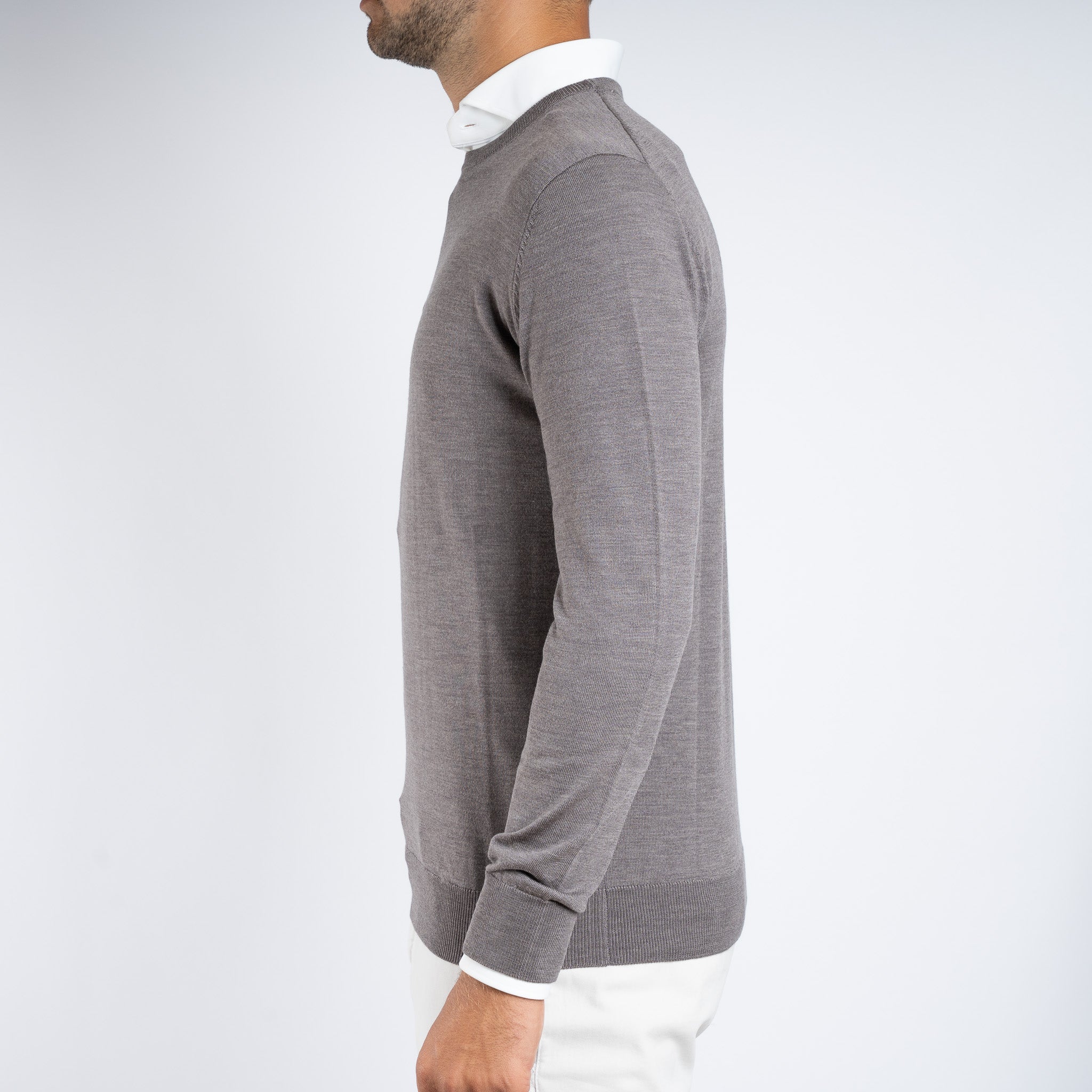 SEVEN DIALS Gebreide Ronde Hals Trui Taupe | Denley