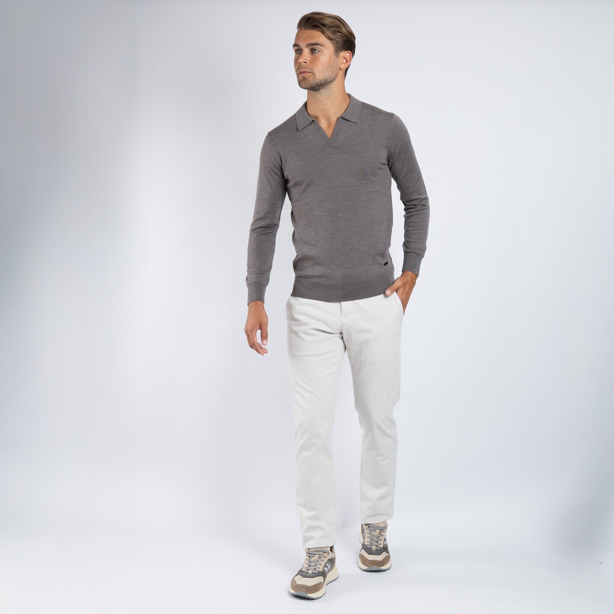 SEVEN DIALS Gebreide Buttonless Polotrui Taupe | Wyot