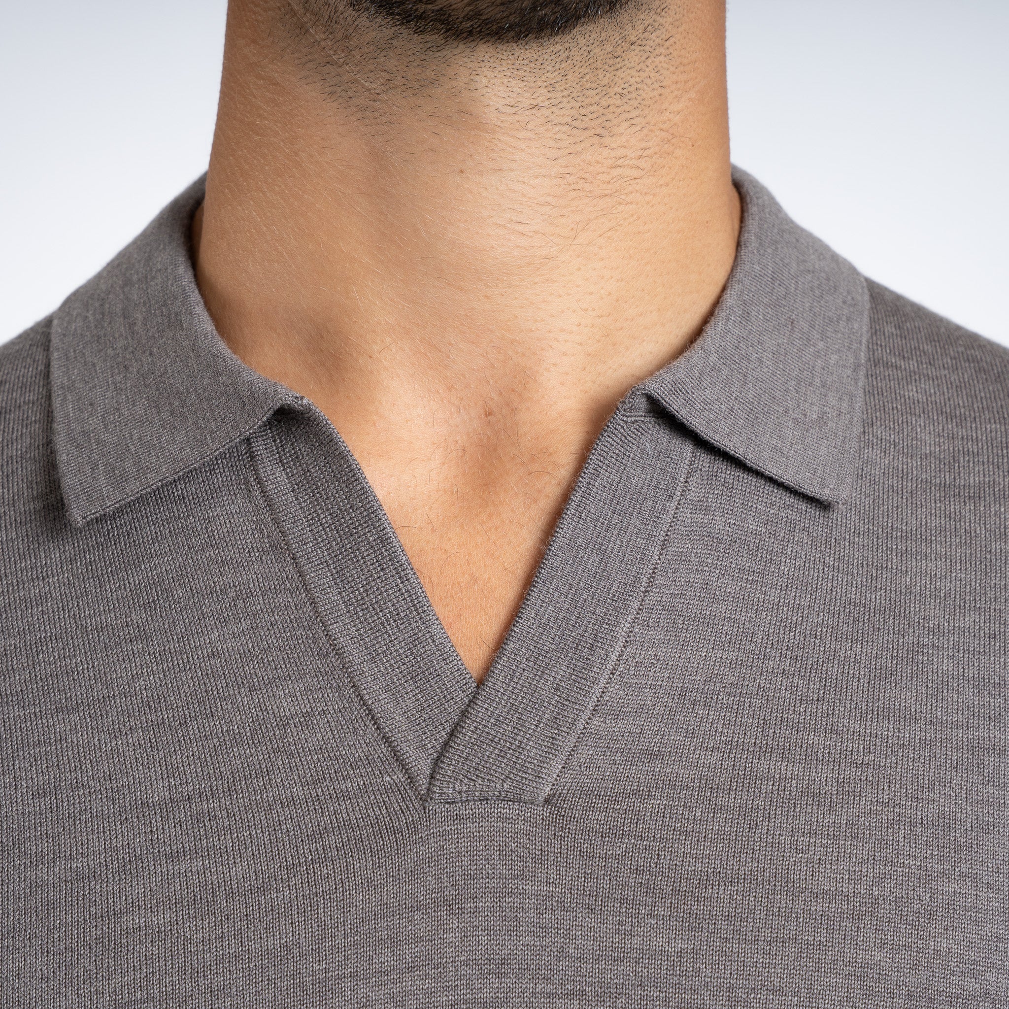 SEVEN DIALS Gebreide Buttonless Polotrui Taupe | Wyot
