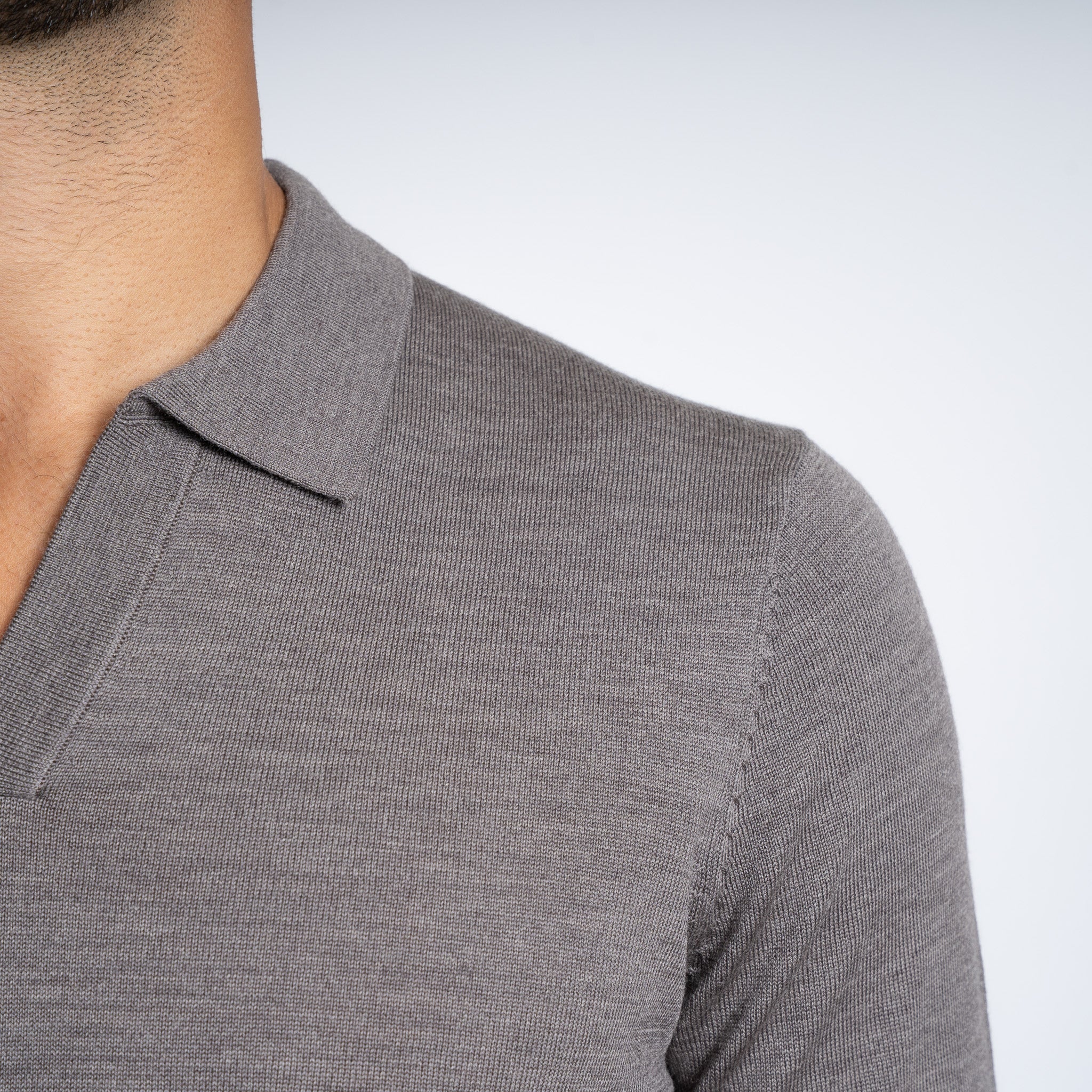 SEVEN DIALS Gebreide Buttonless Polotrui Taupe | Wyot