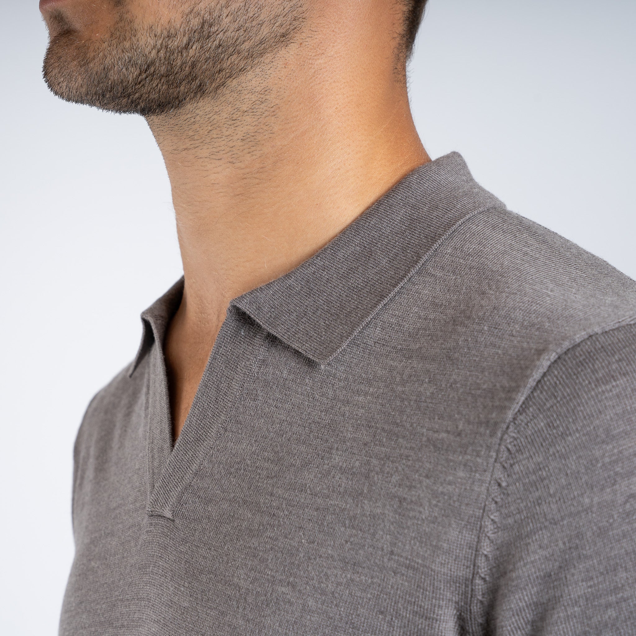 SEVEN DIALS Gebreide Buttonless Polotrui Taupe | Wyot