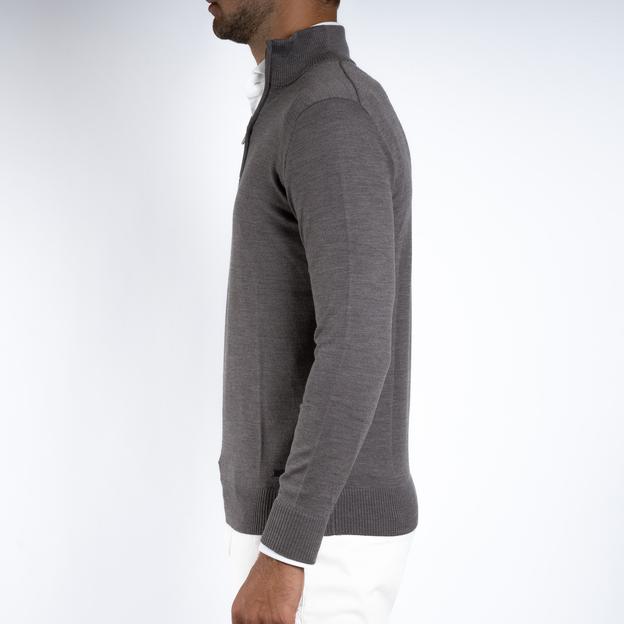 SEVEN DIALS Gebreide Trui met Rits Taupe | Saul