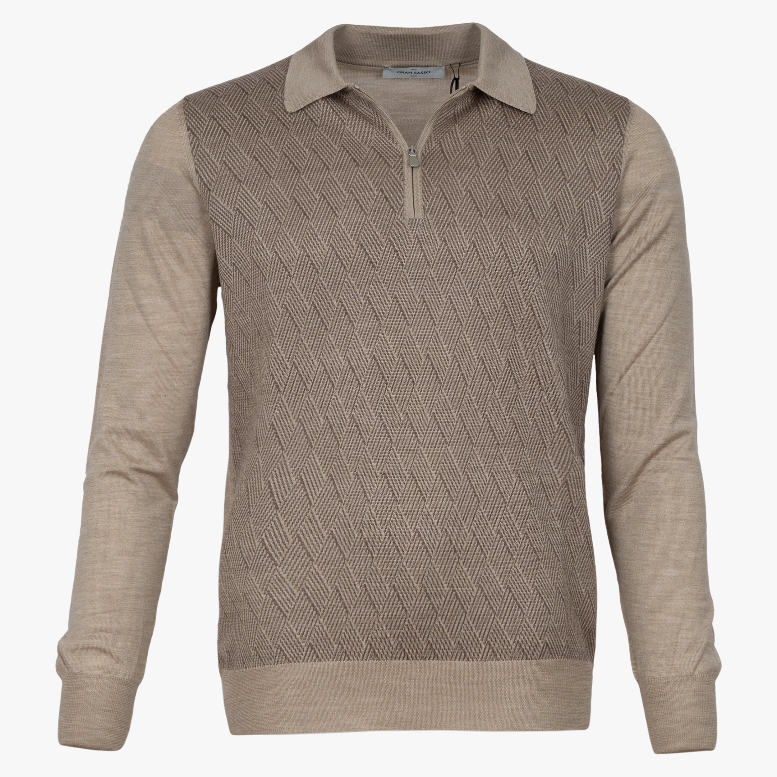 Gran Sasso Gebreide Trui met Rits Beige | Lana Seta