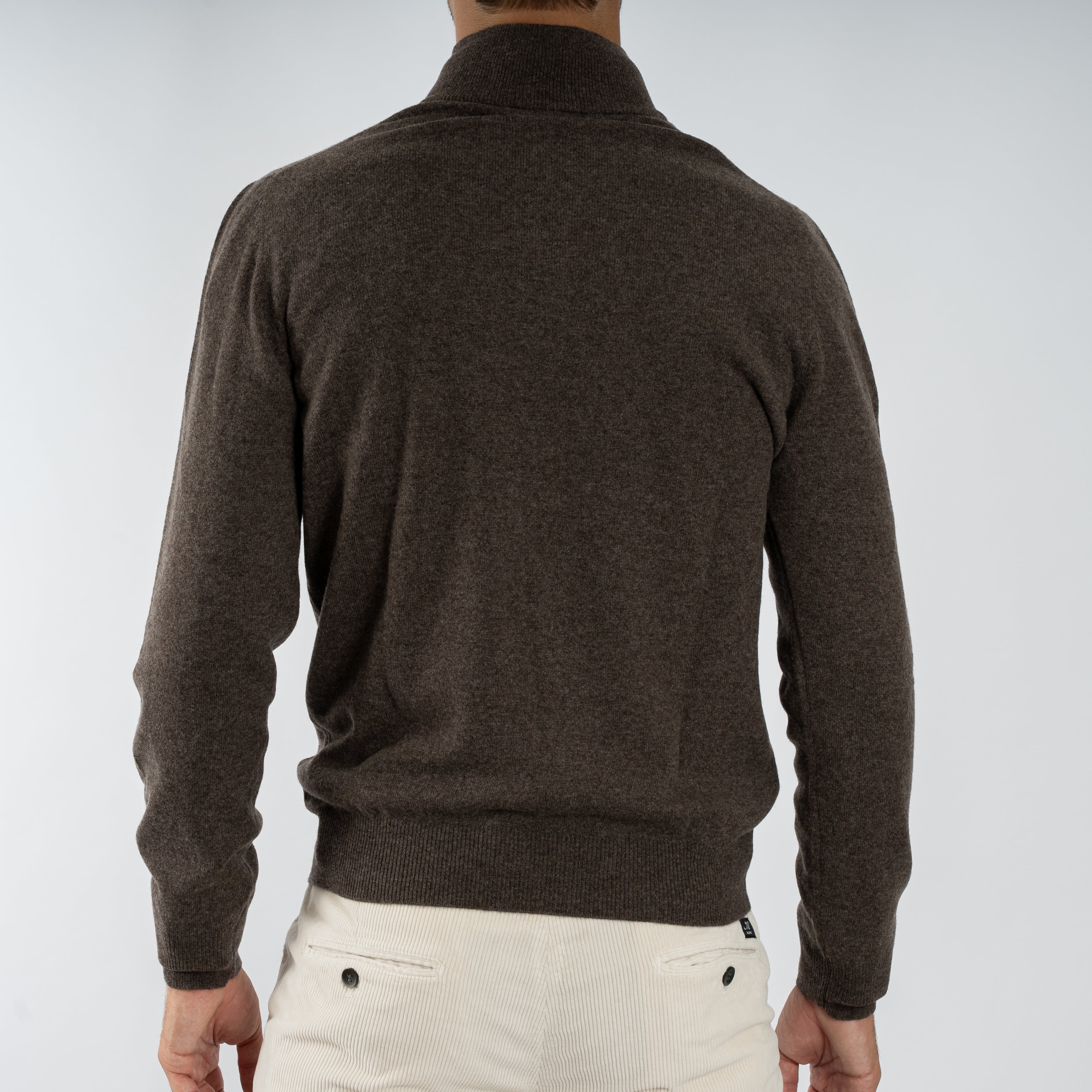 Gran Sasso Gebreide Trui met Rits Bruin | Cashmere Lana