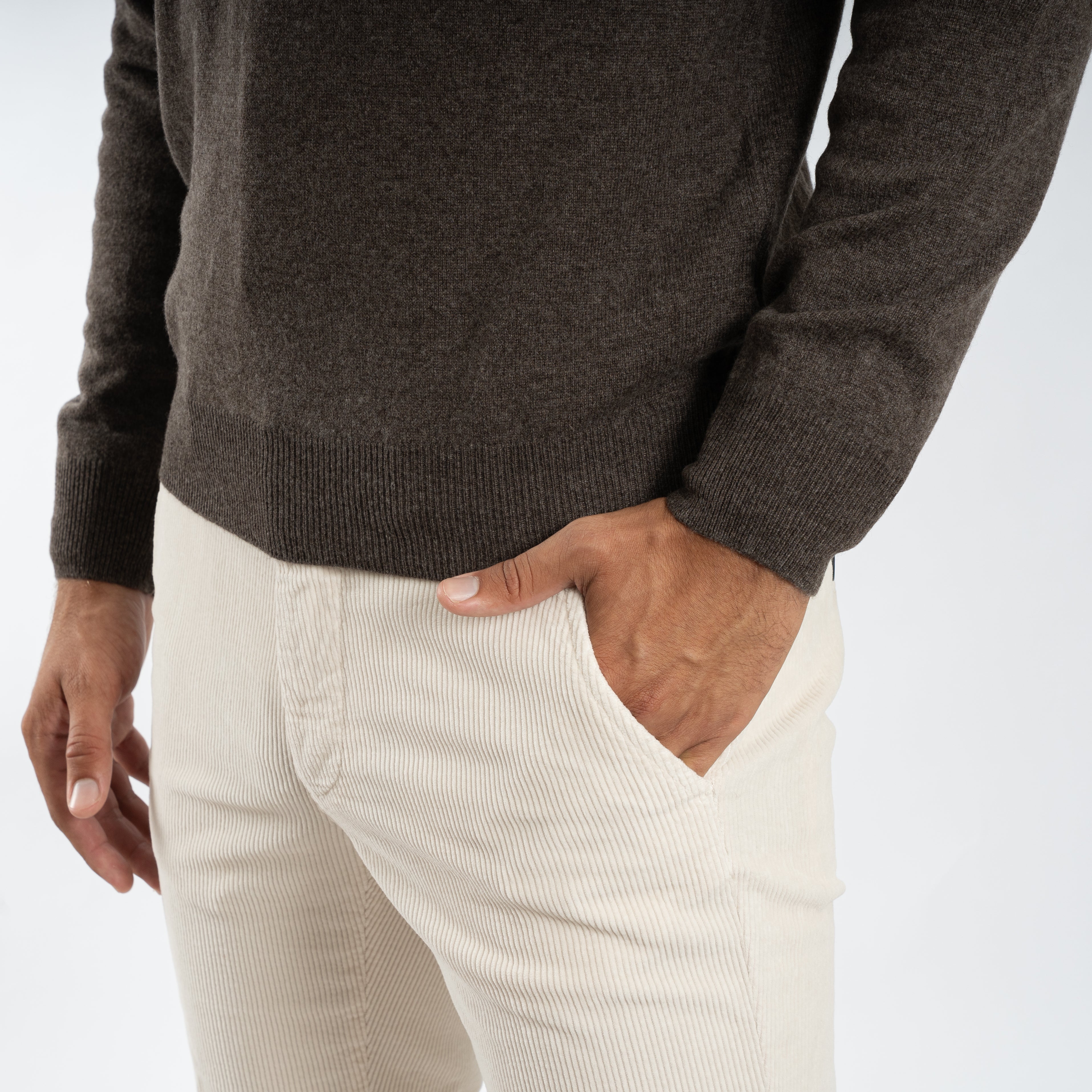 Gran Sasso Gebreide Trui met Rits Bruin | Cashmere Lana