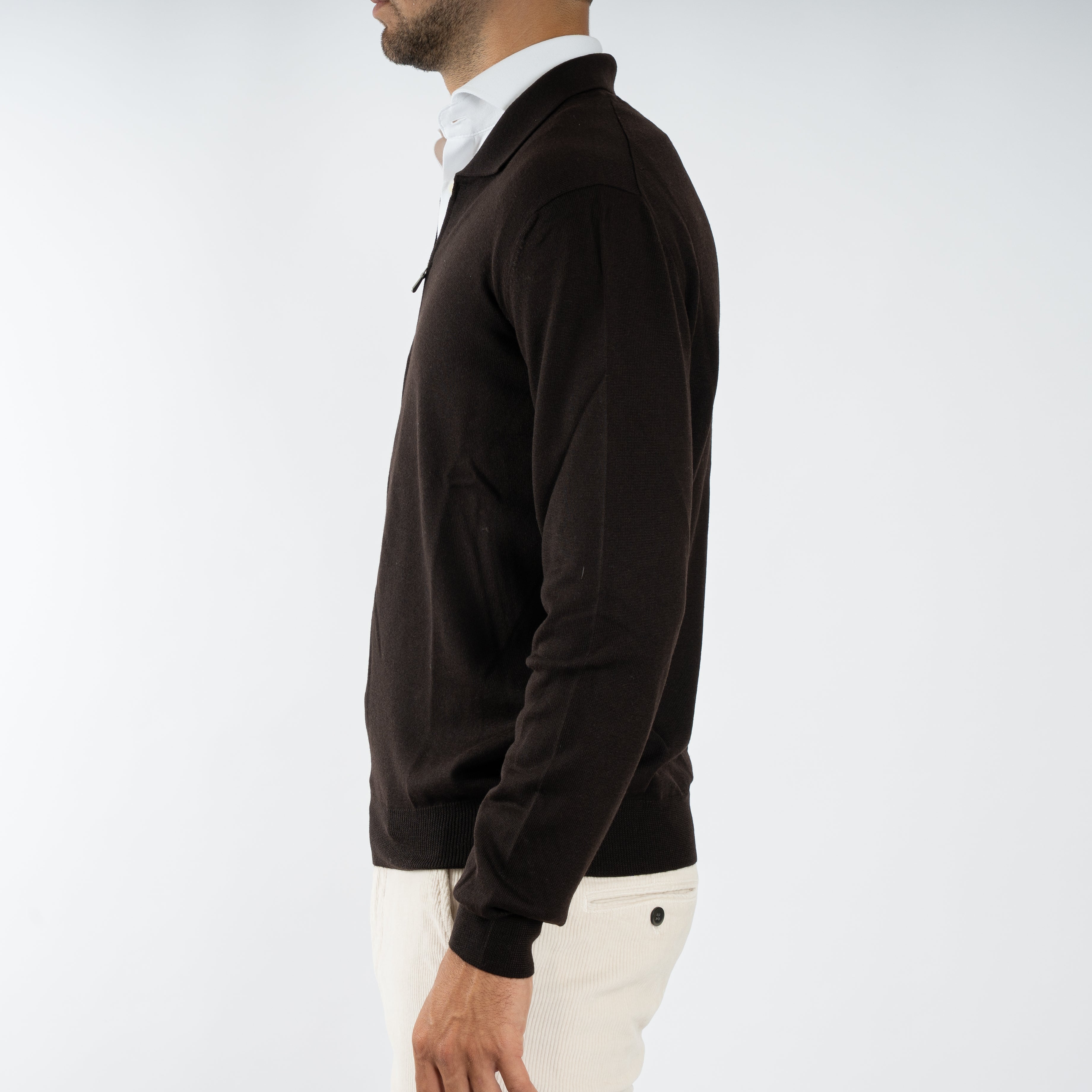 Gran Sasso Gebreid Vest Bruin | Extrafine Merino