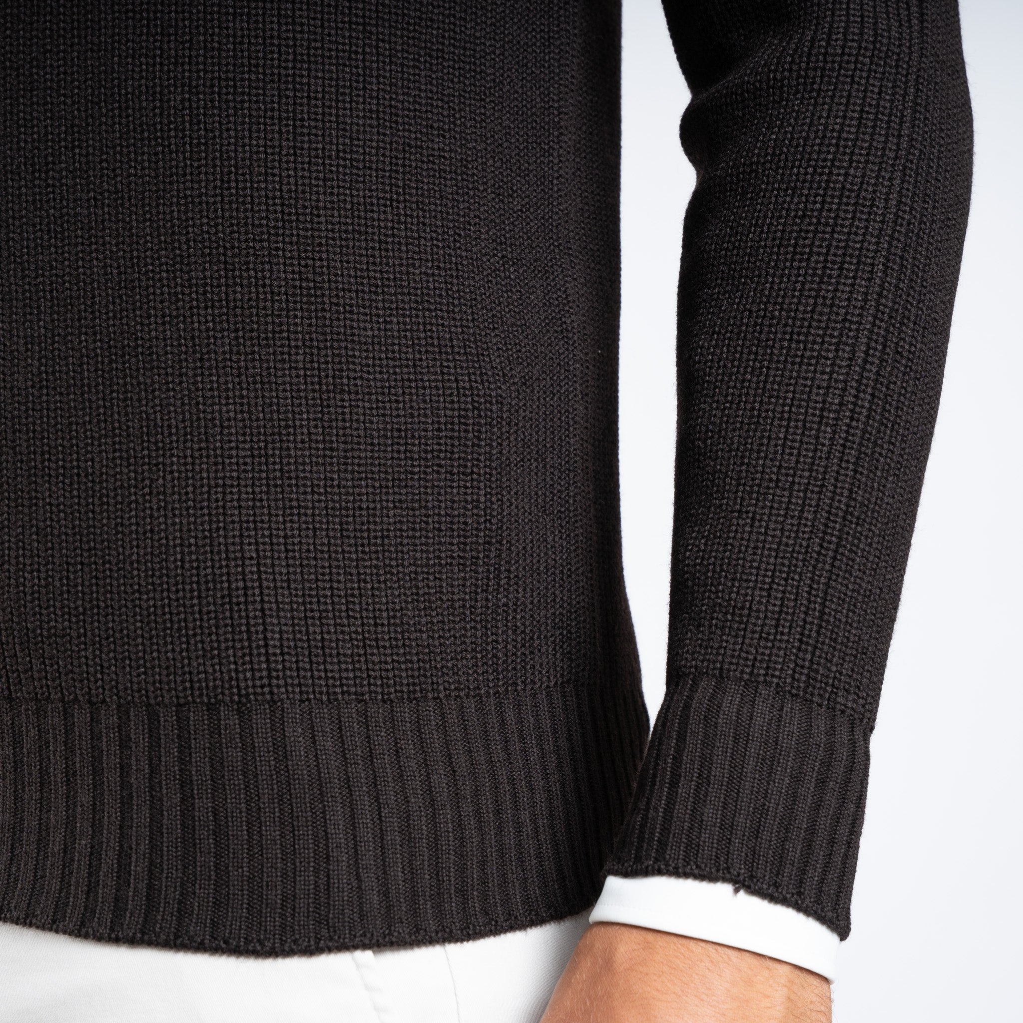 Gran Sasso Gebreide Trui met Rits Bruin | Rain Wool