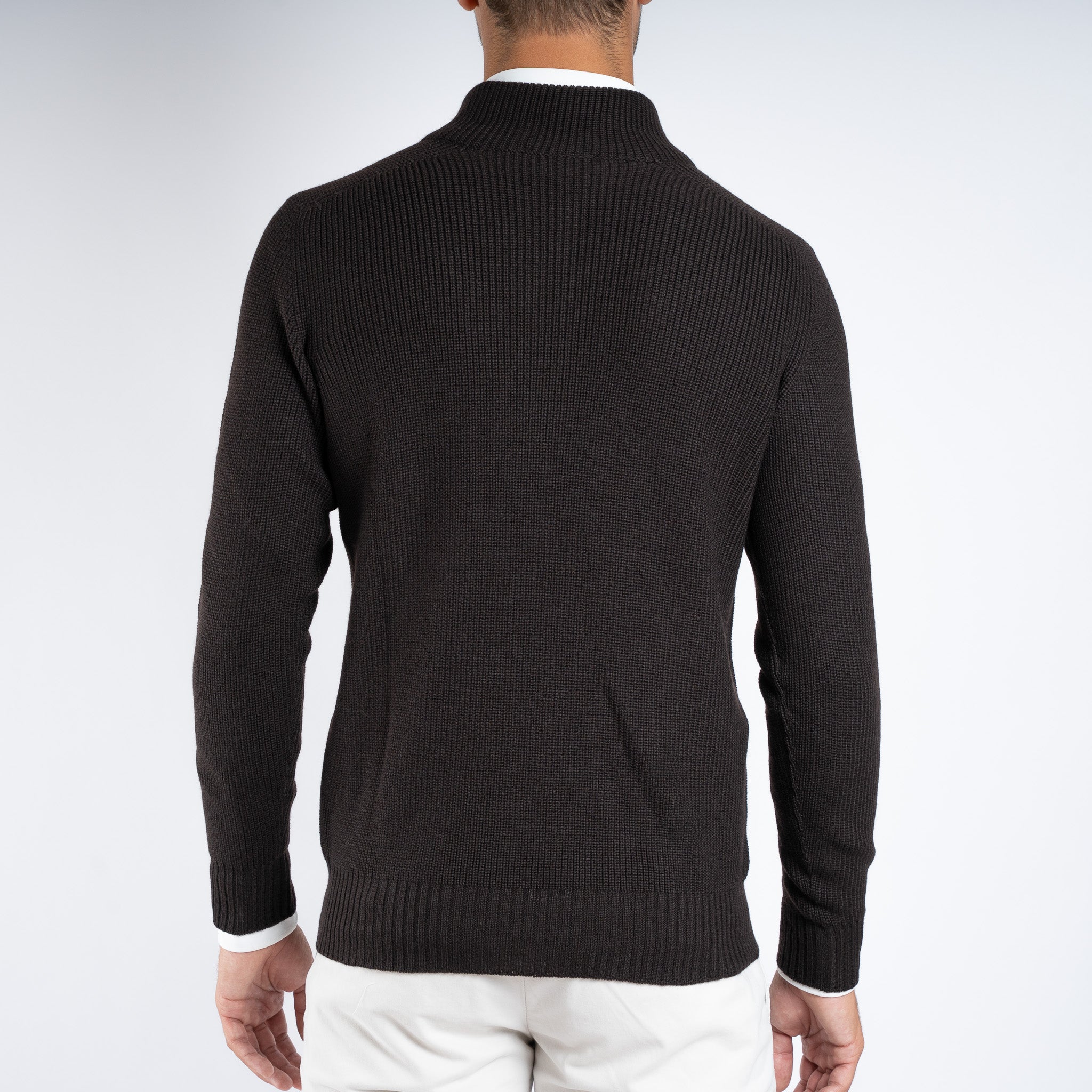 Gran Sasso Gebreide Trui met Rits Bruin | Rain Wool