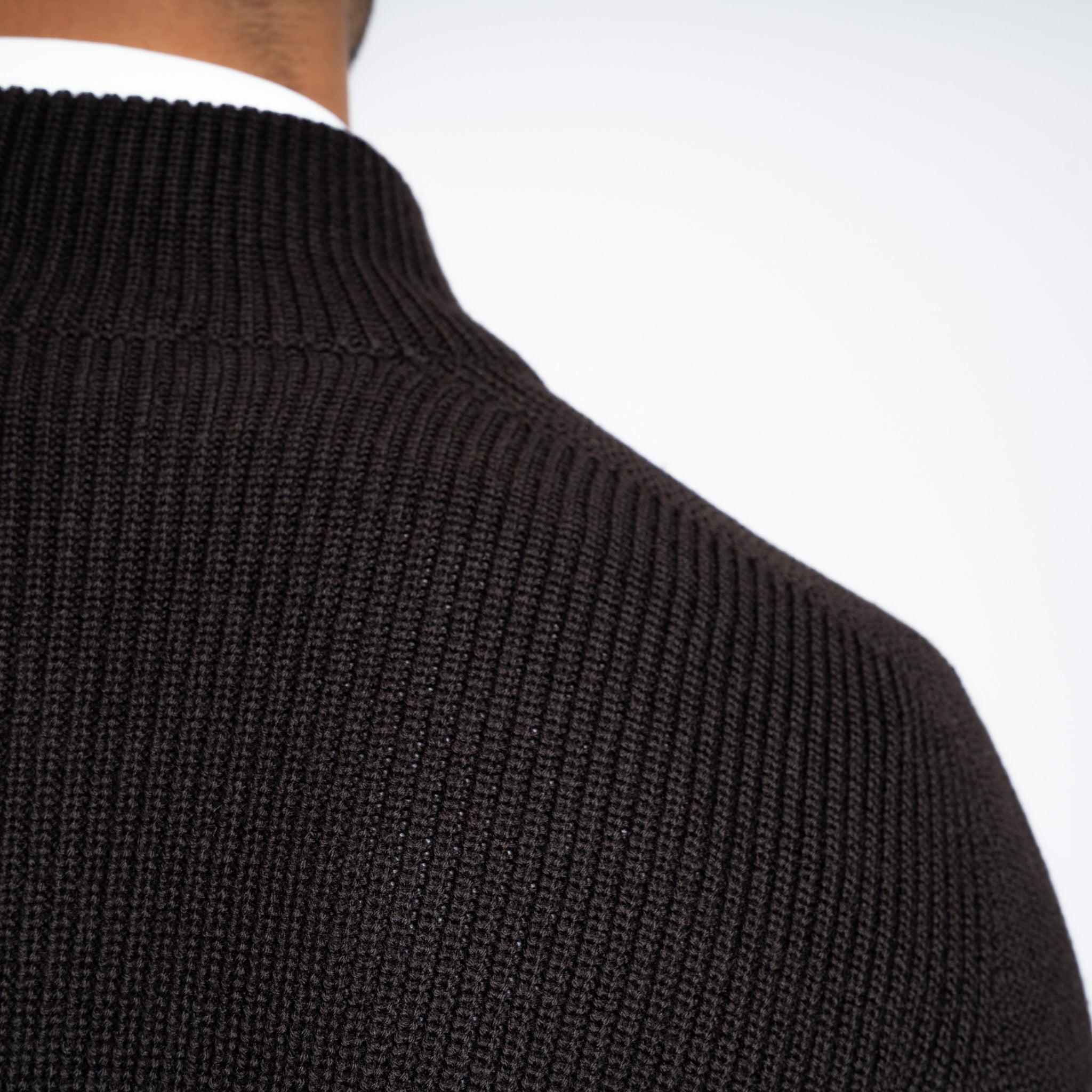 Gran Sasso Gebreide Trui met Rits Bruin | Rain Wool