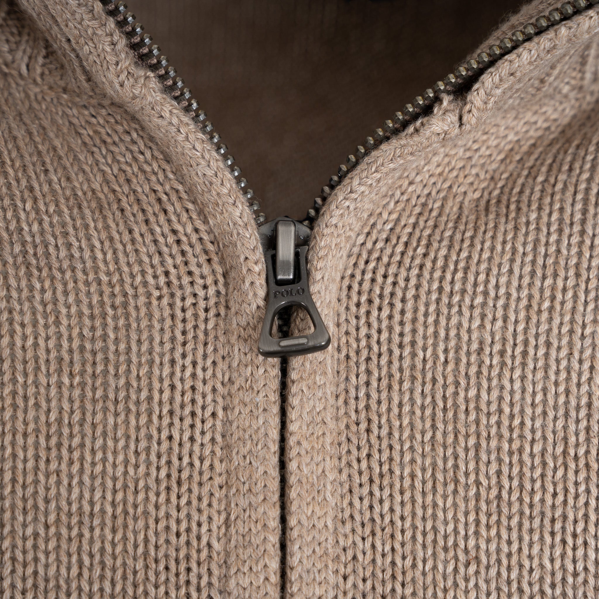 Ralph Lauren Gebreide Trui met Rits Beige | Cotton