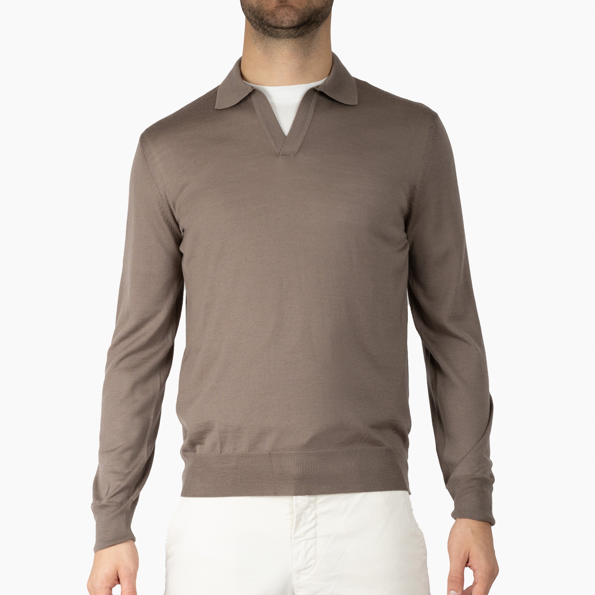 Gran Sasso Gebreide Trui Buttonless Polokraag Taupe | Athleisure