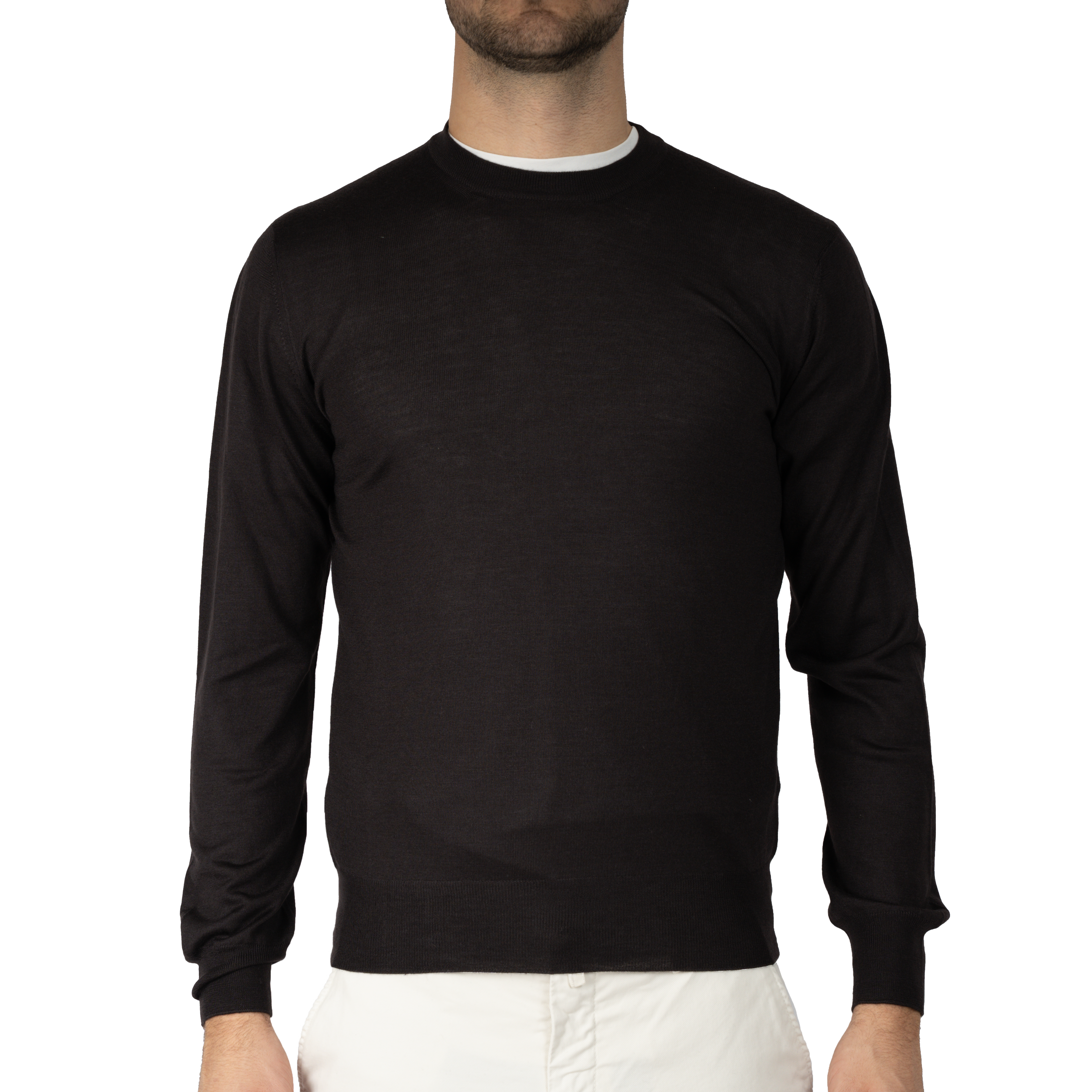 Gran Sasso Gebreide Trui Ronde Hals Bruin | Cashmere-Lana-Seta