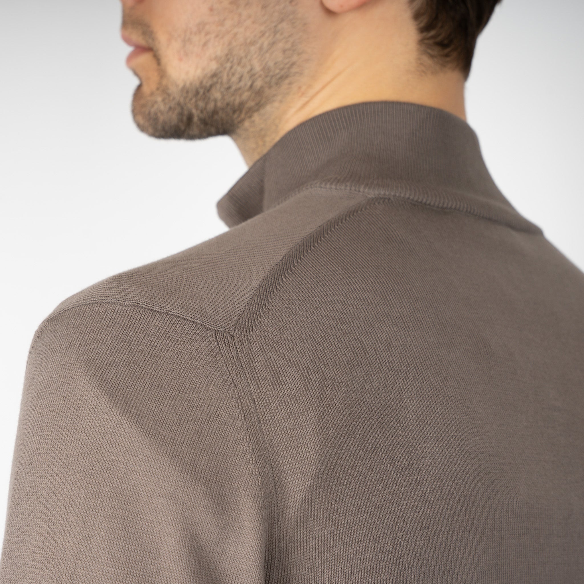 Gran Sasso Gebreide Trui met Rits Taupe | Egyptian Cotton