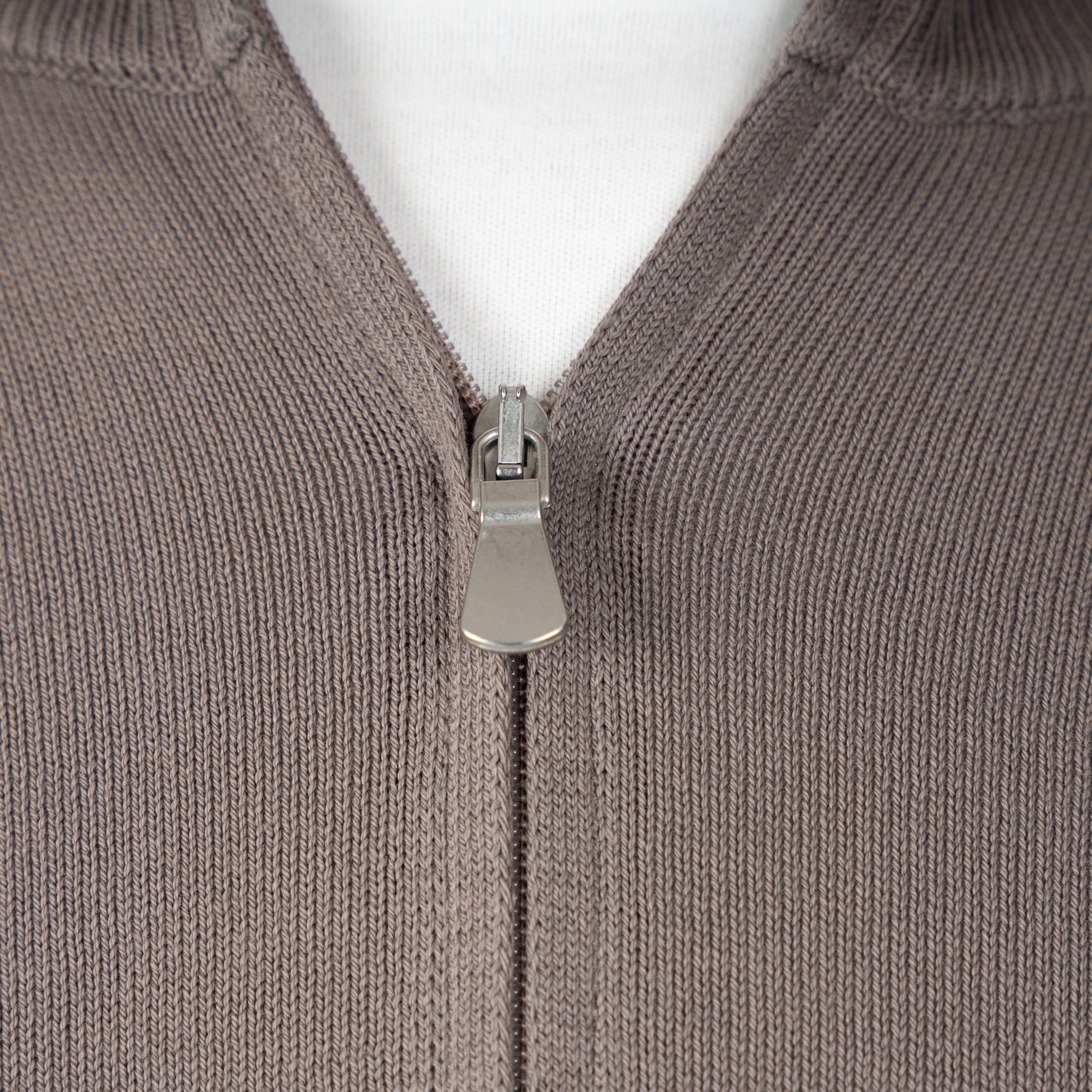 Gran Sasso Gebreide Trui met Rits Taupe | Egyptian Cotton