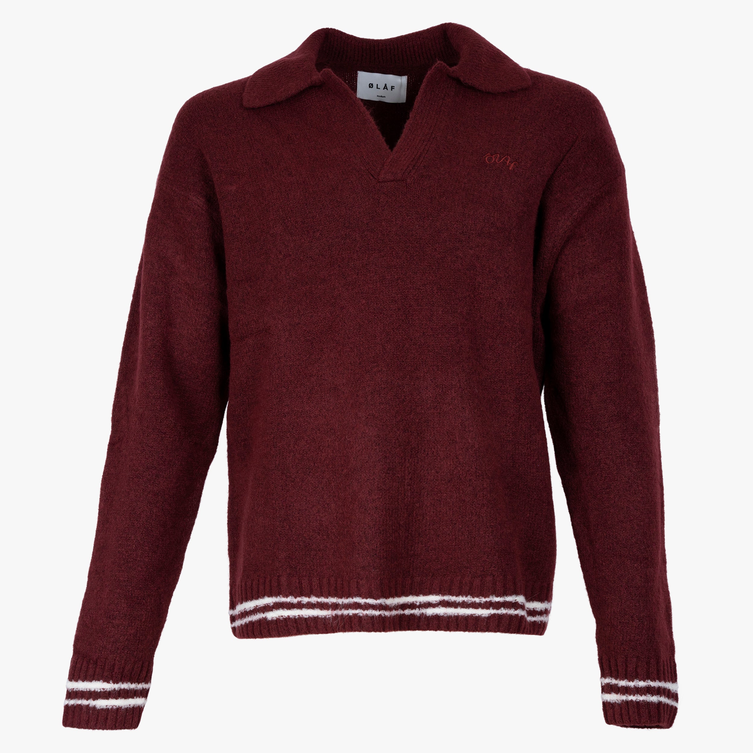 Olaf Gebreide Long Sleeve Polo Rood | Crafted Detail