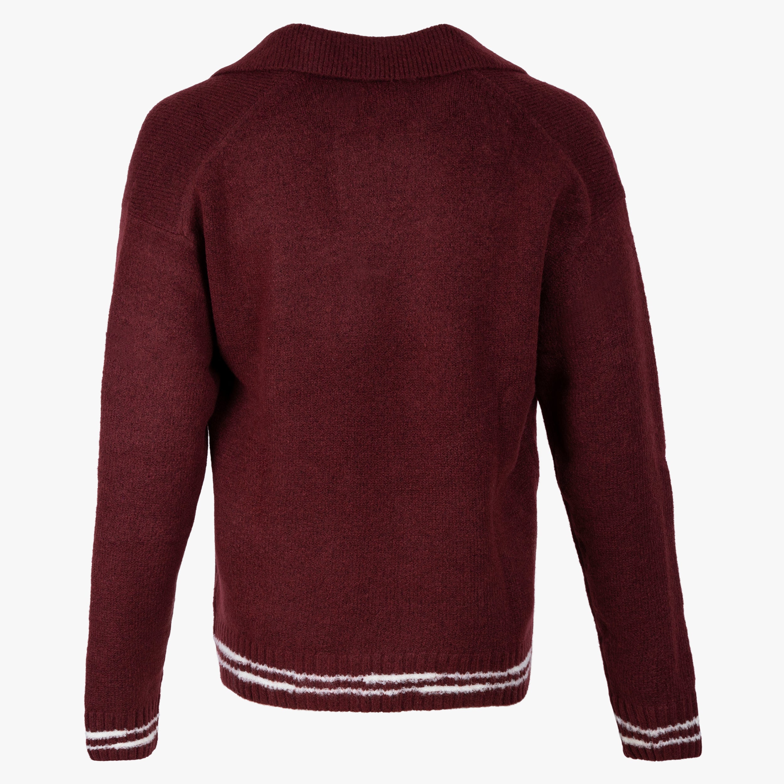 Olaf Gebreide Long Sleeve Polo Rood | Crafted Detail