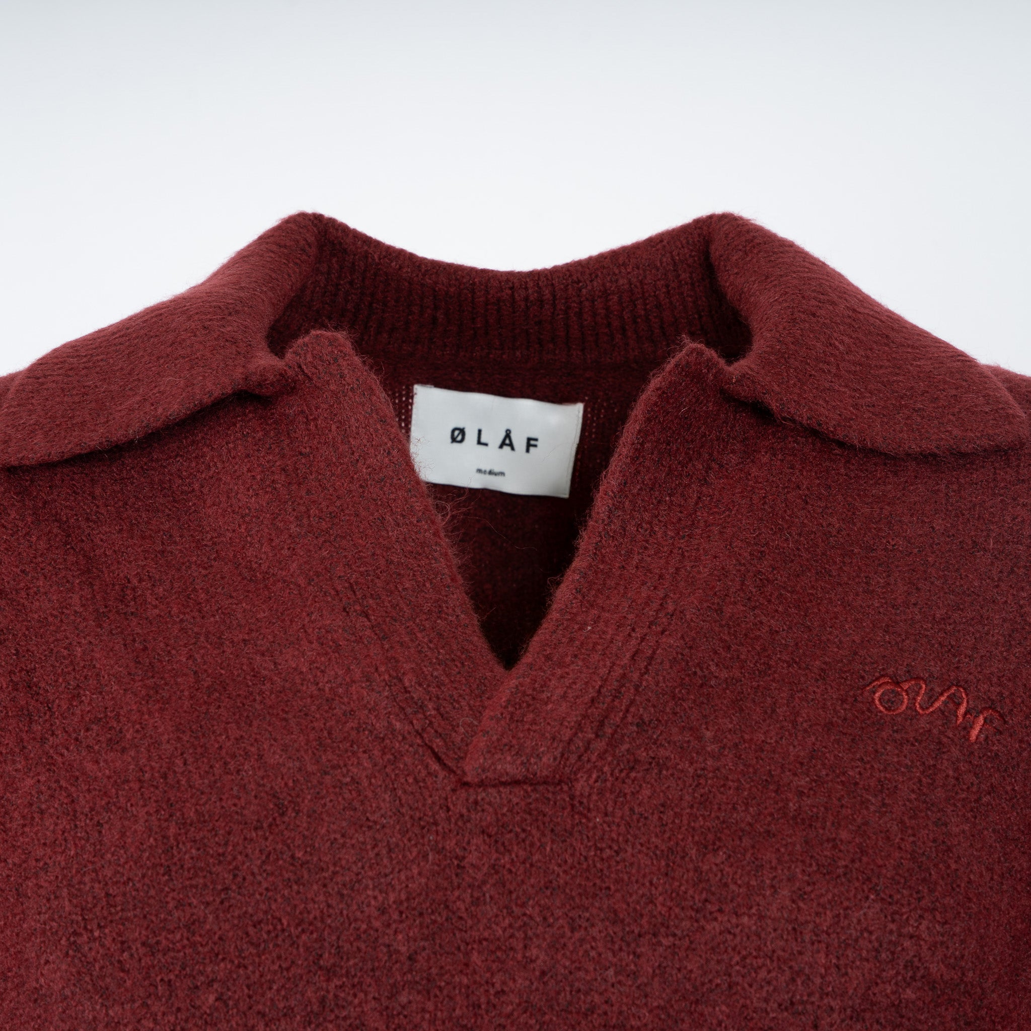 Olaf Gebreide Long Sleeve Polo Rood | Crafted Detail