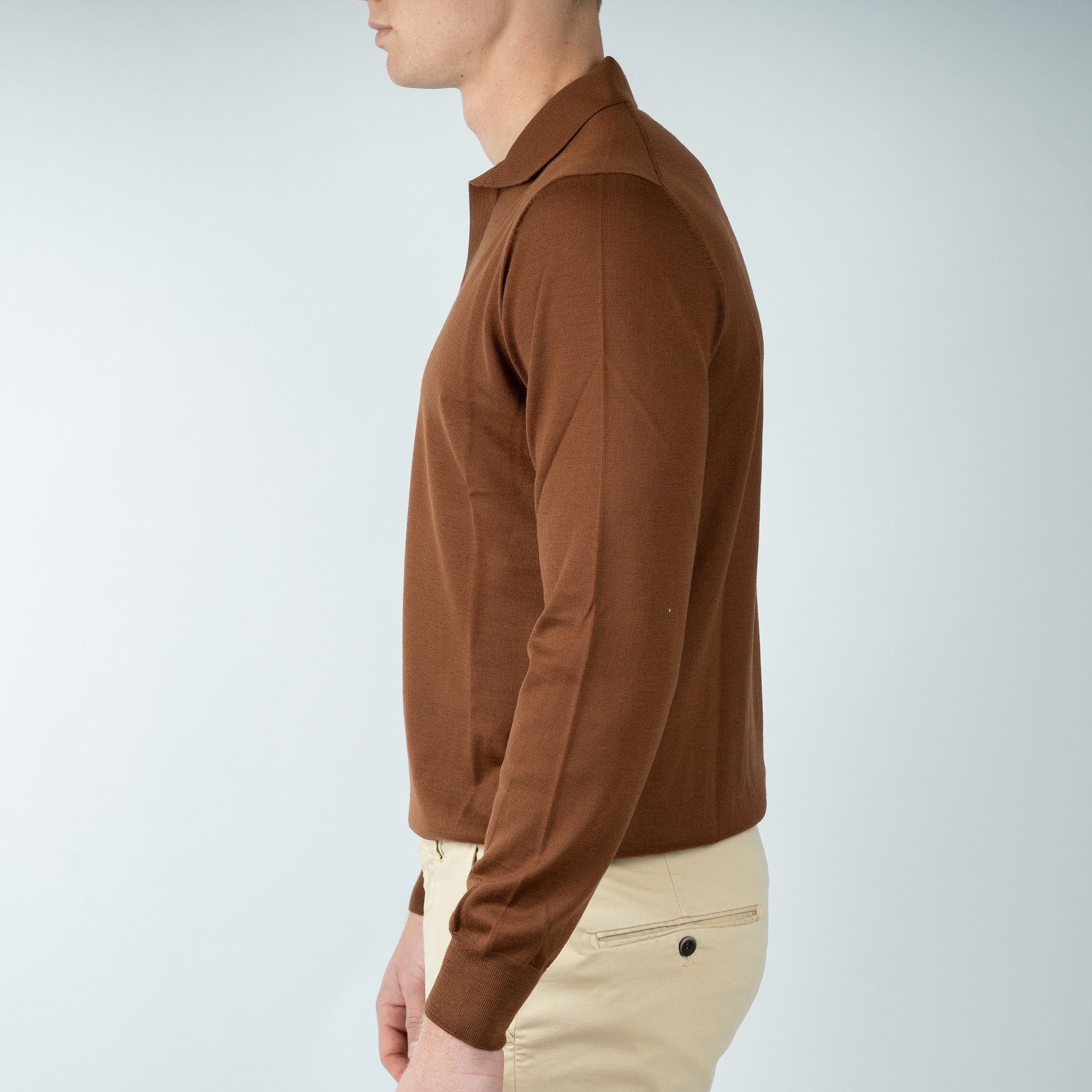 Gran Sasso Gebreide Trui Buttonless Polokraag Camel | Athleisure