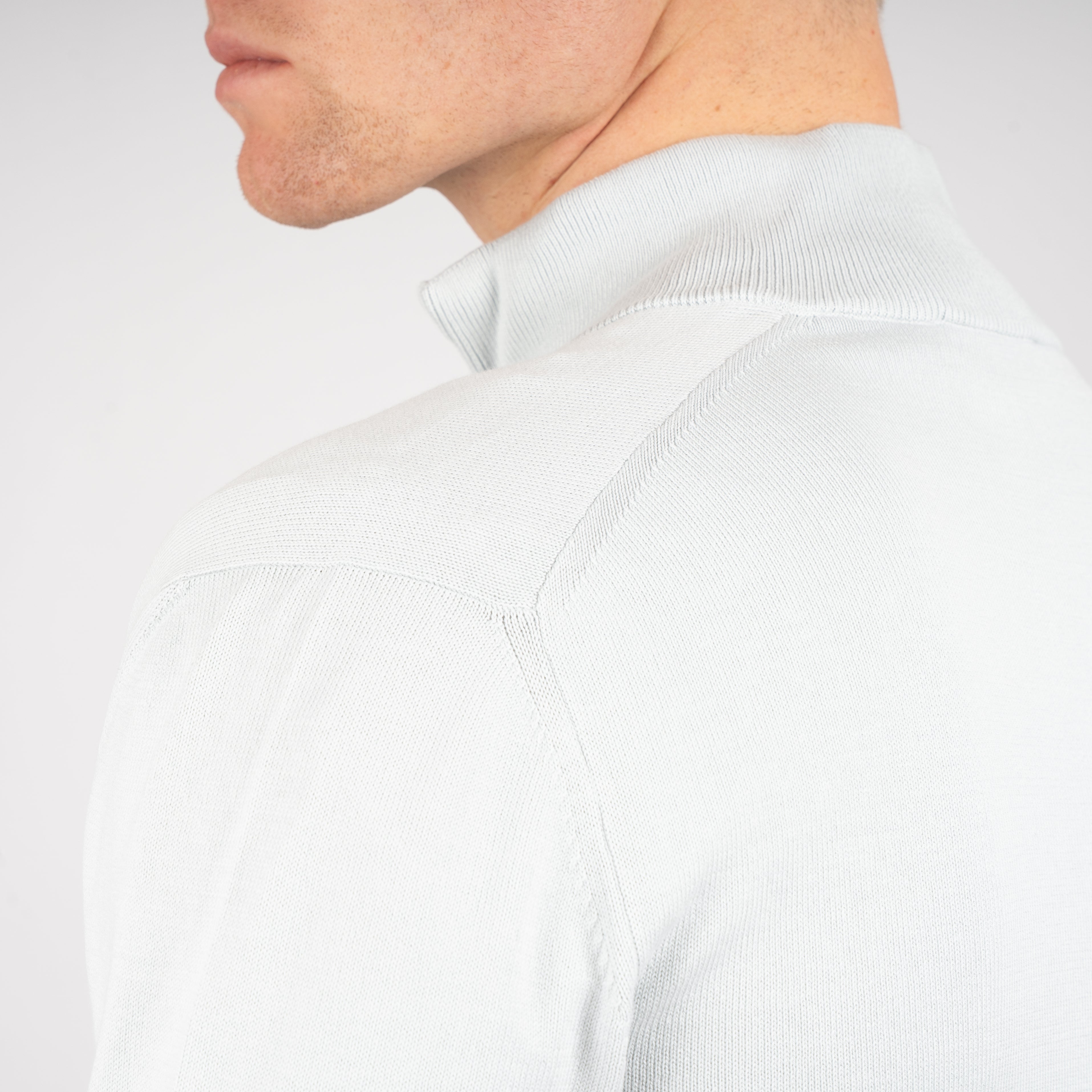 Gran Sasso Gebreide Trui met Rits Lichtgrijs | Egyptian Cotton