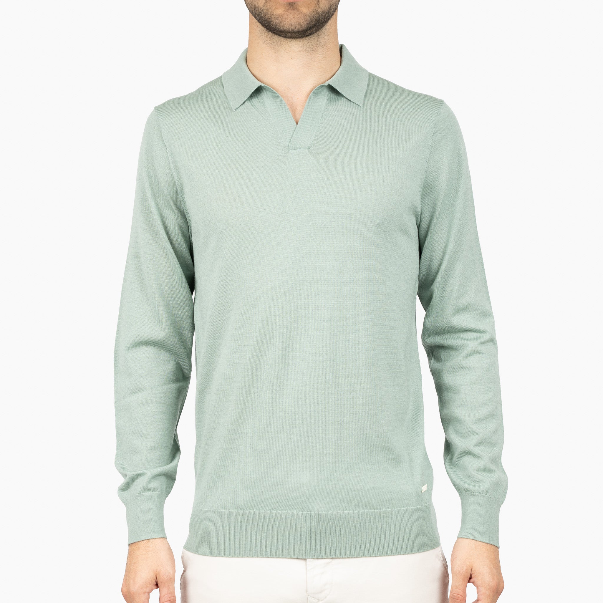 SEVEN DIALS Gebreide Buttonless Polotrui Lichtgroen | Blake