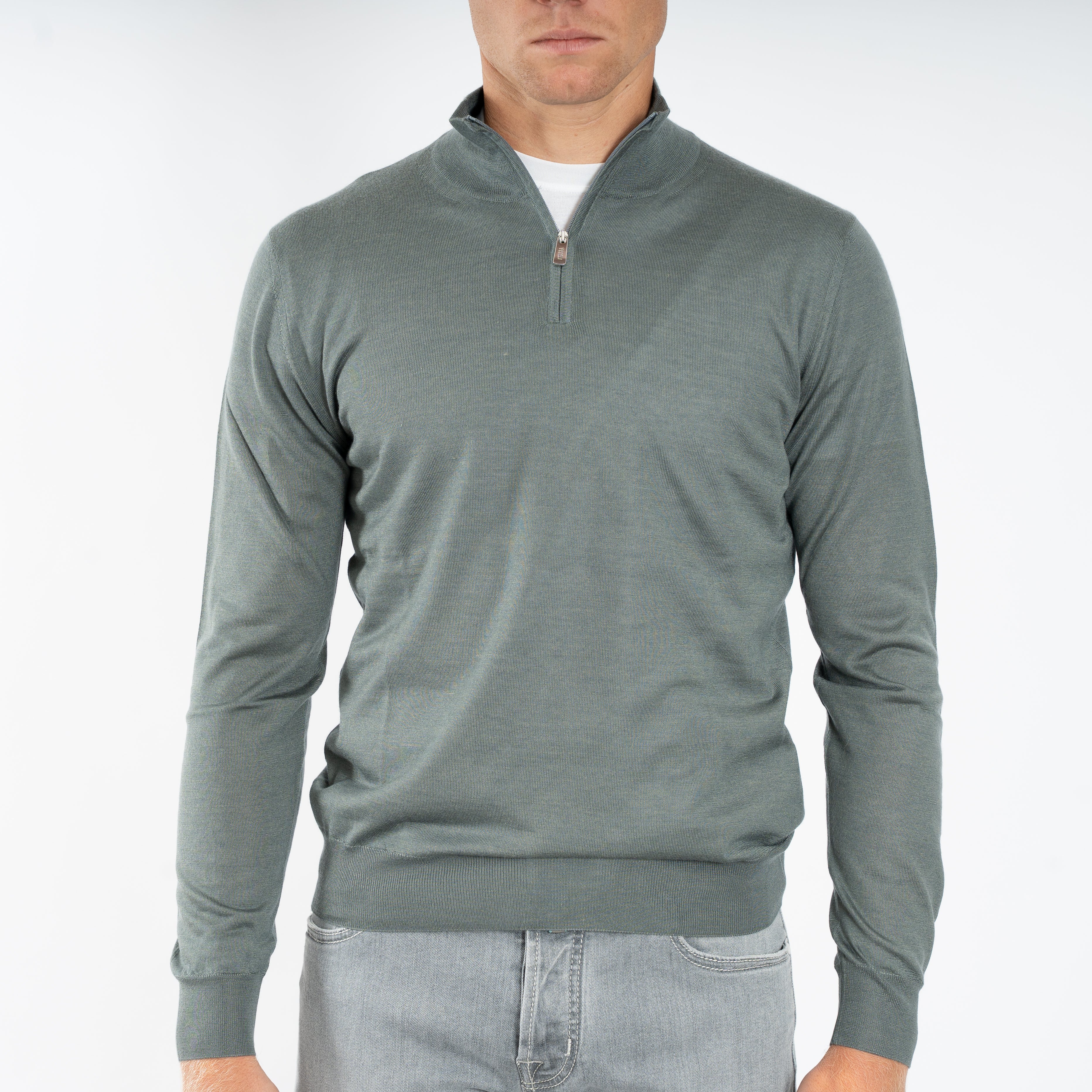 Fedeli Gebreide Half-Zip Trui Groen | Favonio