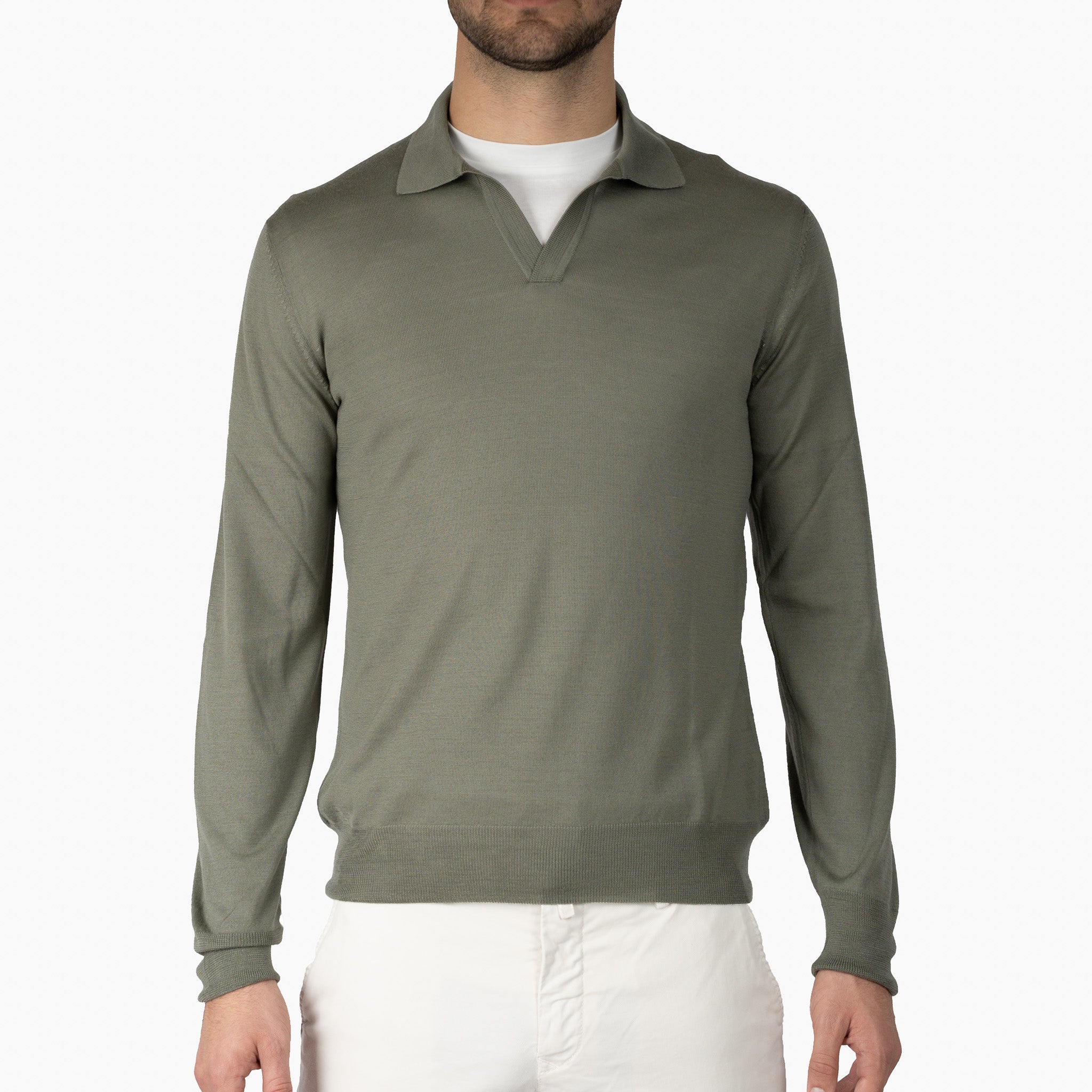 Gran Sasso Gebreide Trui Buttonless Polokraag Groen | Athleisure