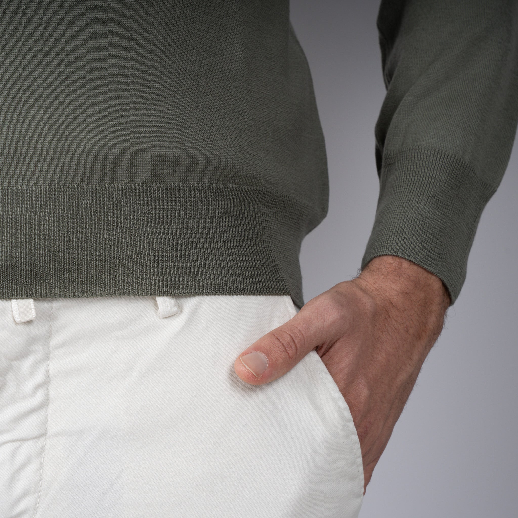 Gran Sasso Gebreide Trui Buttonless Polokraag Groen | Athleisure