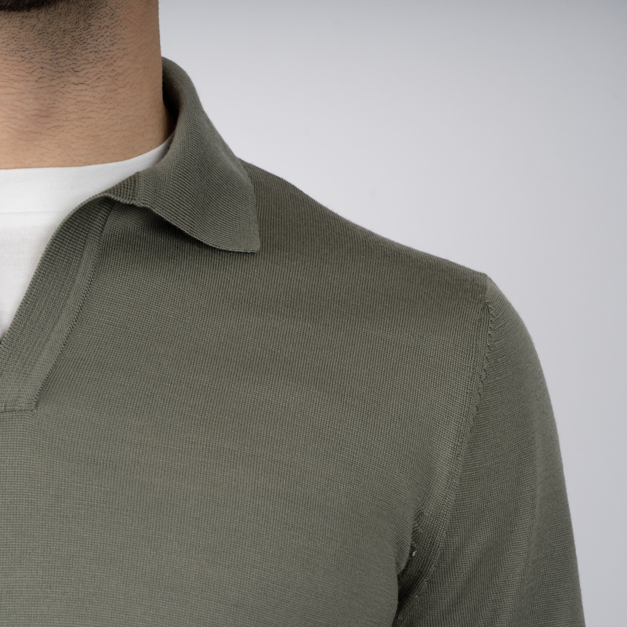 Gran Sasso Gebreide Trui Buttonless Polokraag Groen | Athleisure