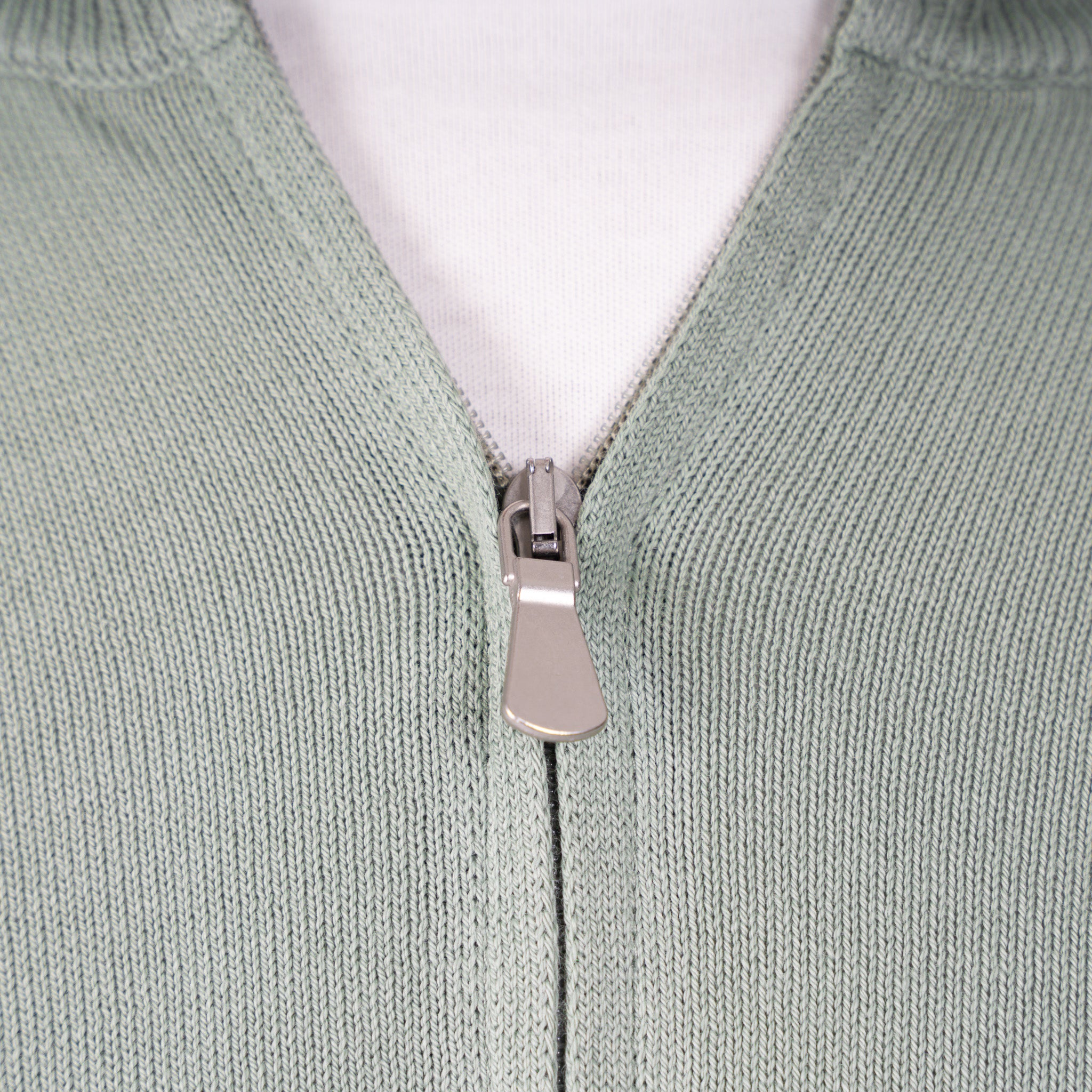 Gran Sasso Gebreide Trui met Rits Lichtgroen | Egyptian Cotton