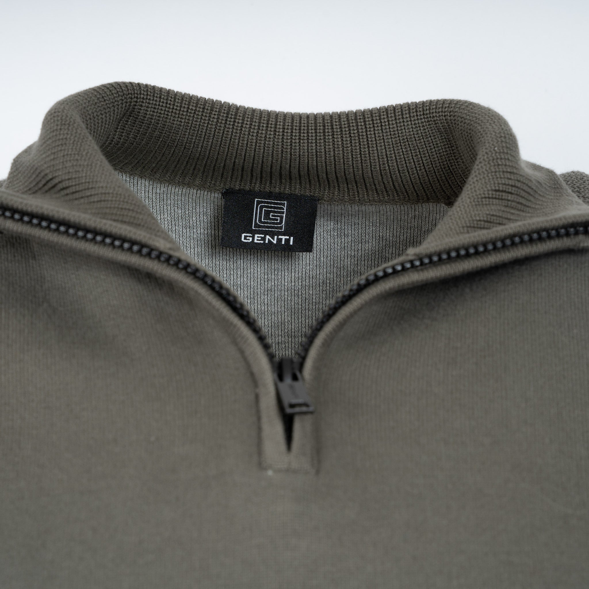 Genti Gebreide Trui met Rits Groen | Double Face