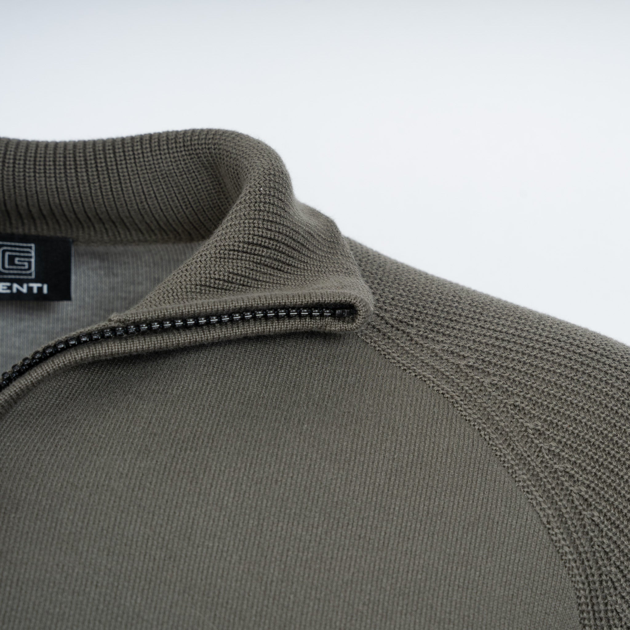 Genti Gebreide Trui met Rits Groen | Double Face