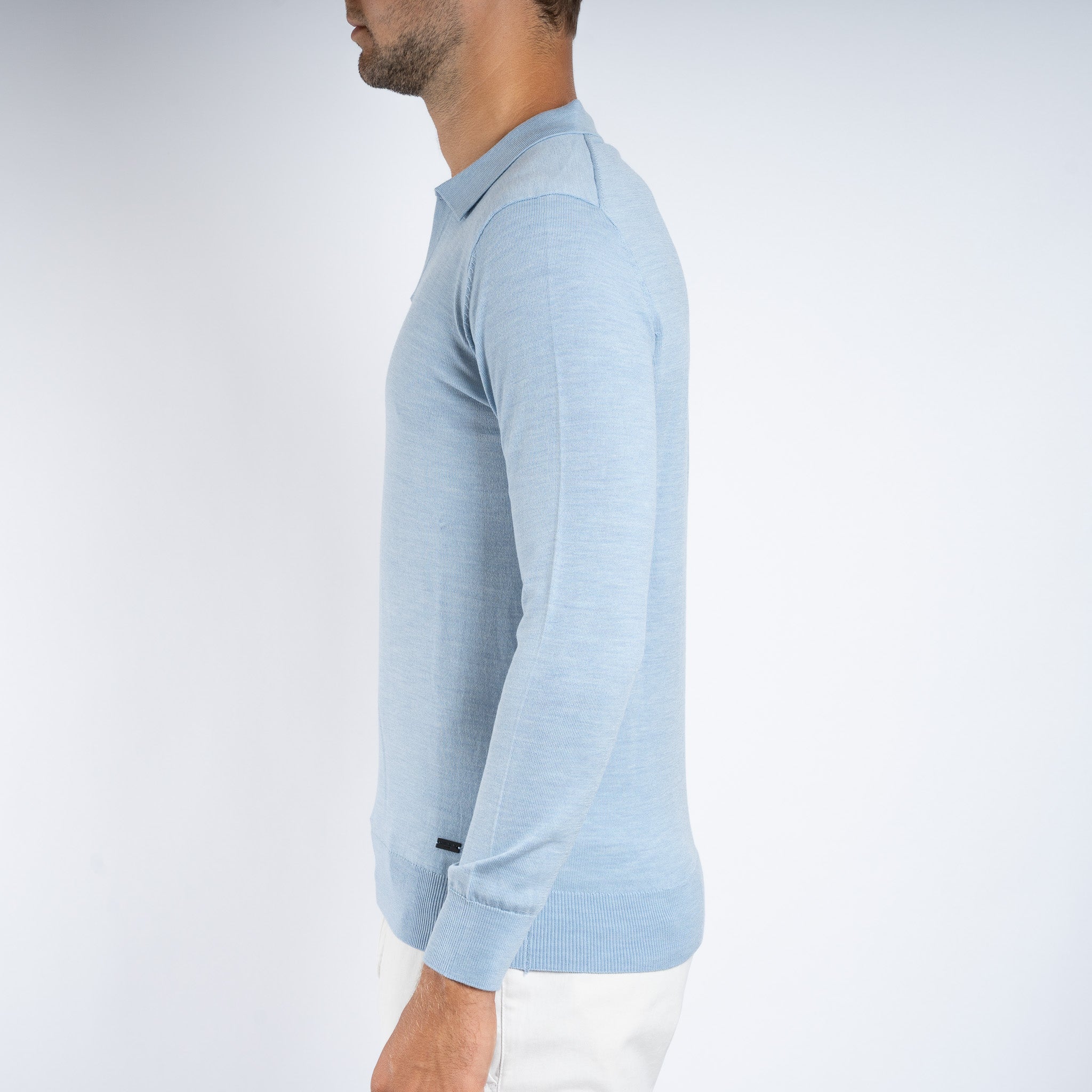 SEVEN DIALS Gebreide Buttonless Polotrui Lichtblauw | Wyot