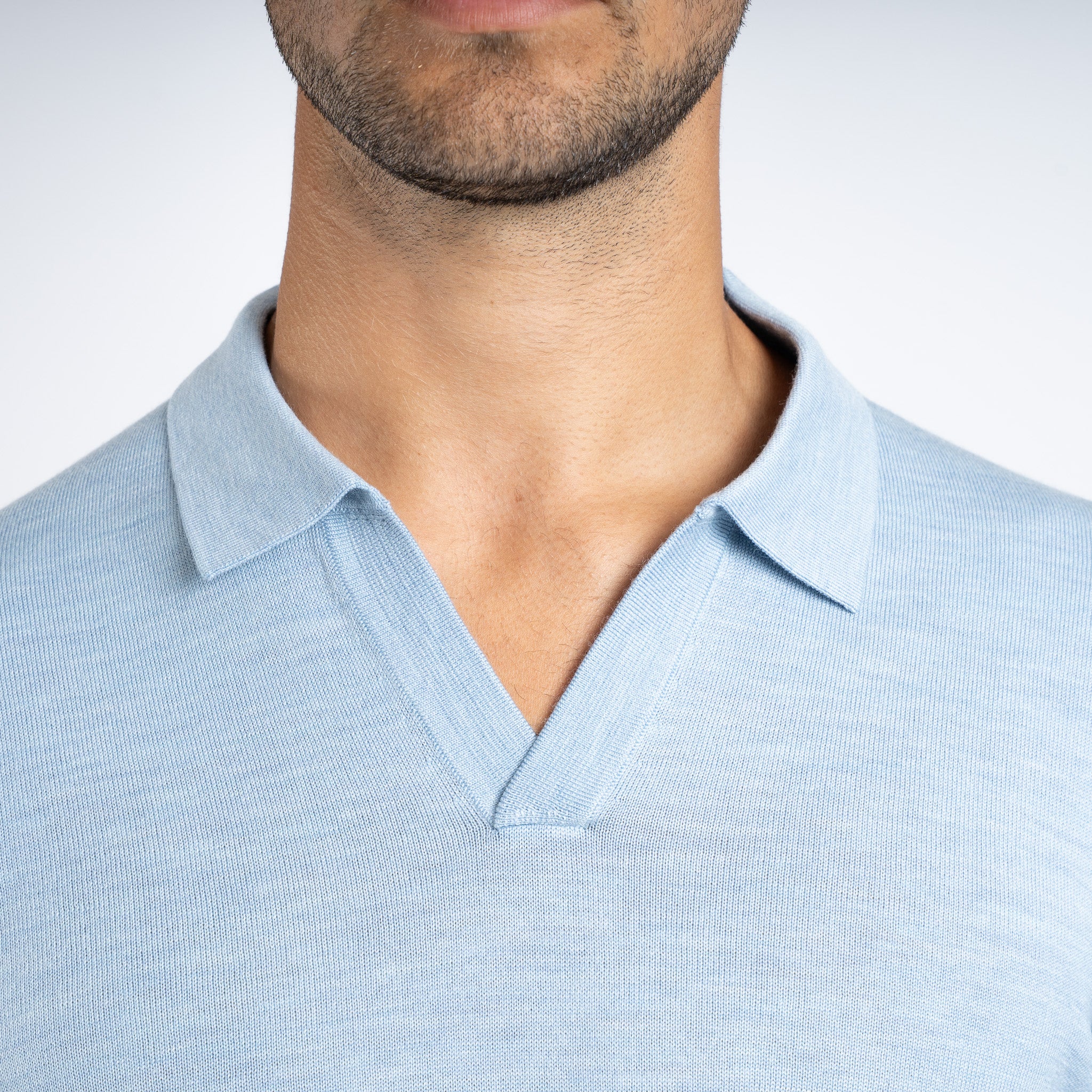 SEVEN DIALS Gebreide Buttonless Polotrui Lichtblauw | Wyot