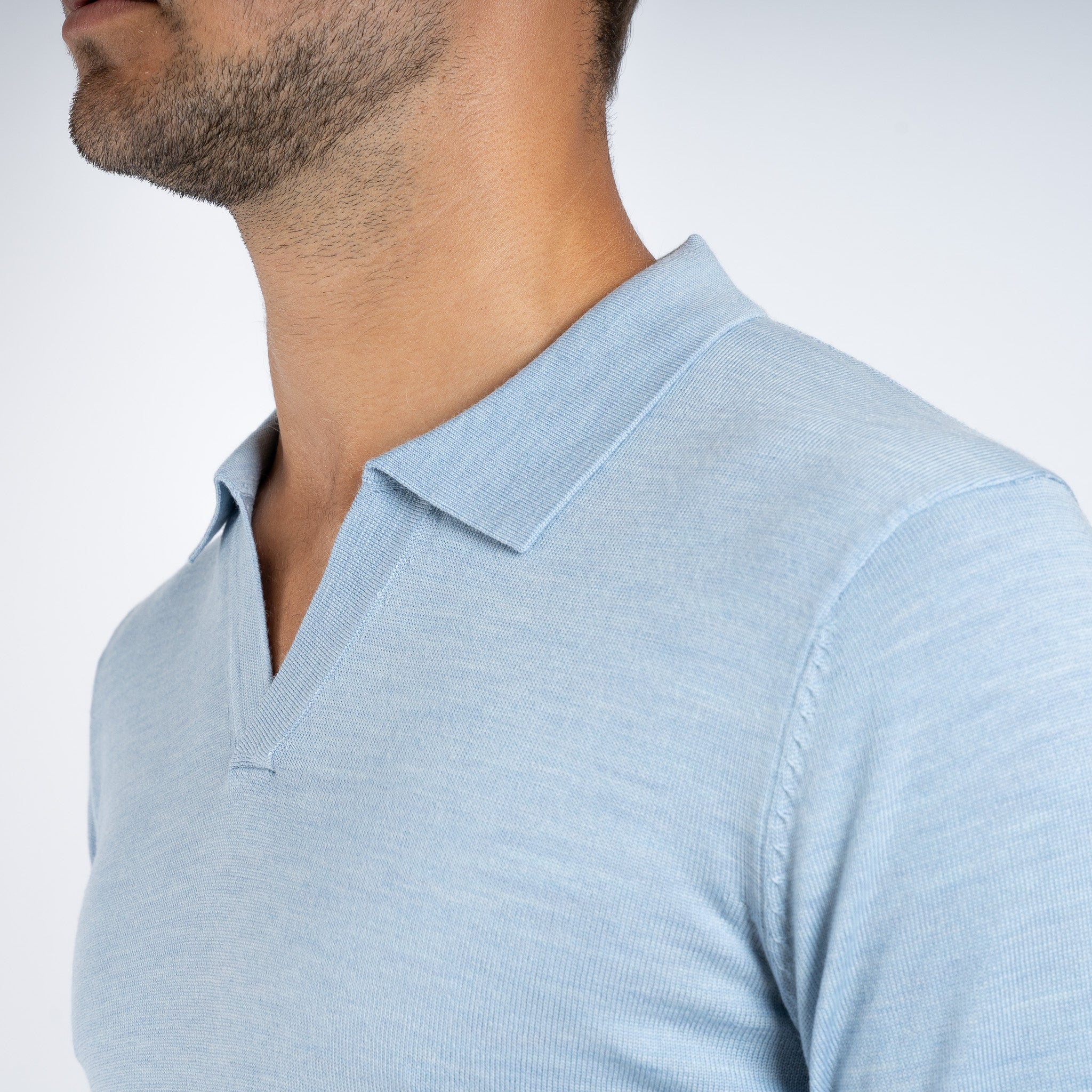 SEVEN DIALS Gebreide Buttonless Polotrui Lichtblauw | Wyot