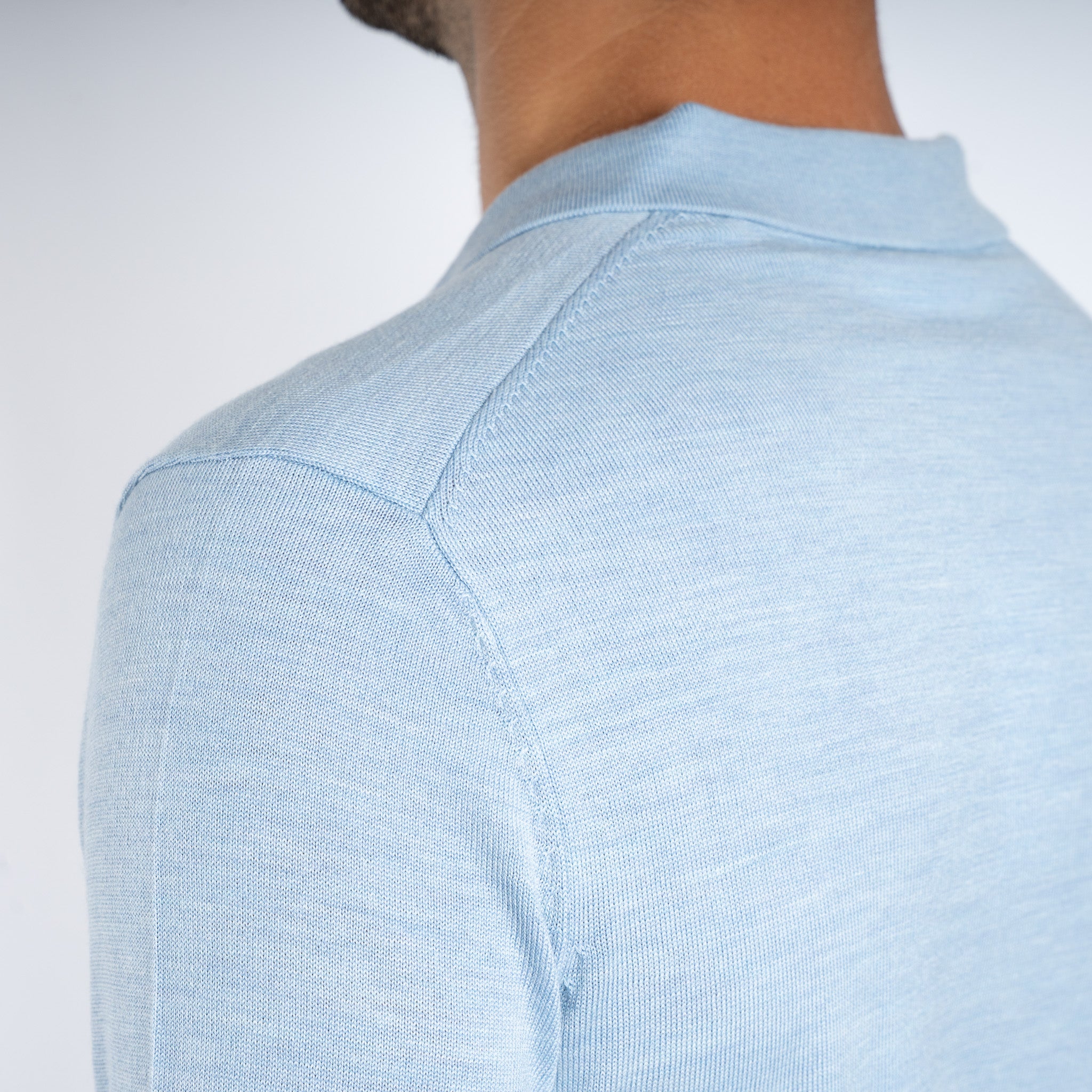 SEVEN DIALS Gebreide Buttonless Polotrui Lichtblauw | Wyot