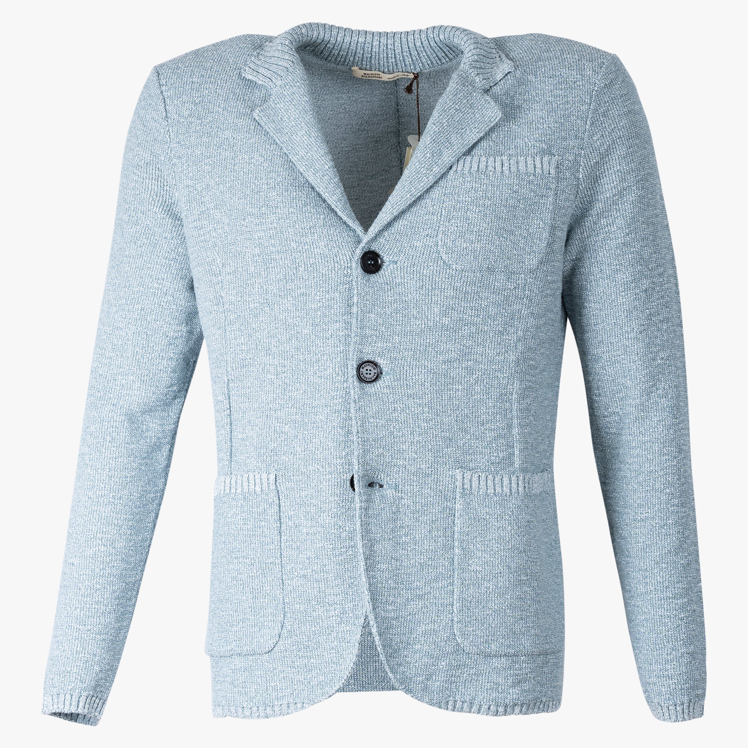 Maurizio Baldassari Knitted Knoopvest Lichtblauw | Portofino Swacket