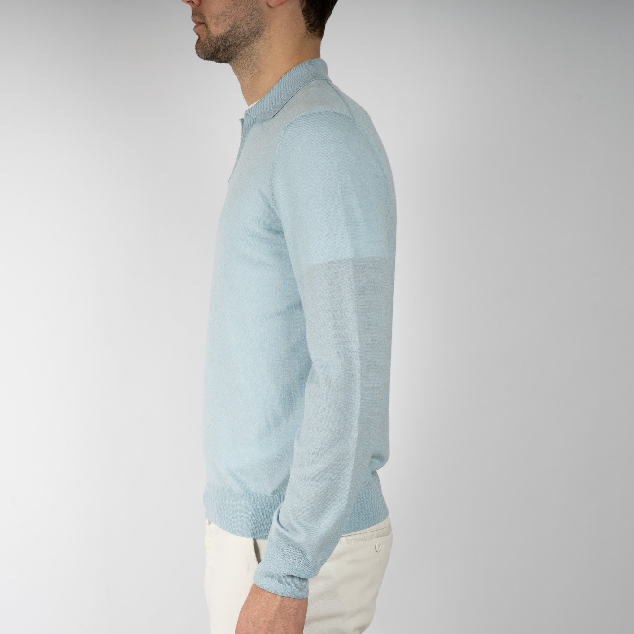 Gran Sasso Gebreide Trui Buttonless Polokraag Lichtblauw | Athleisure